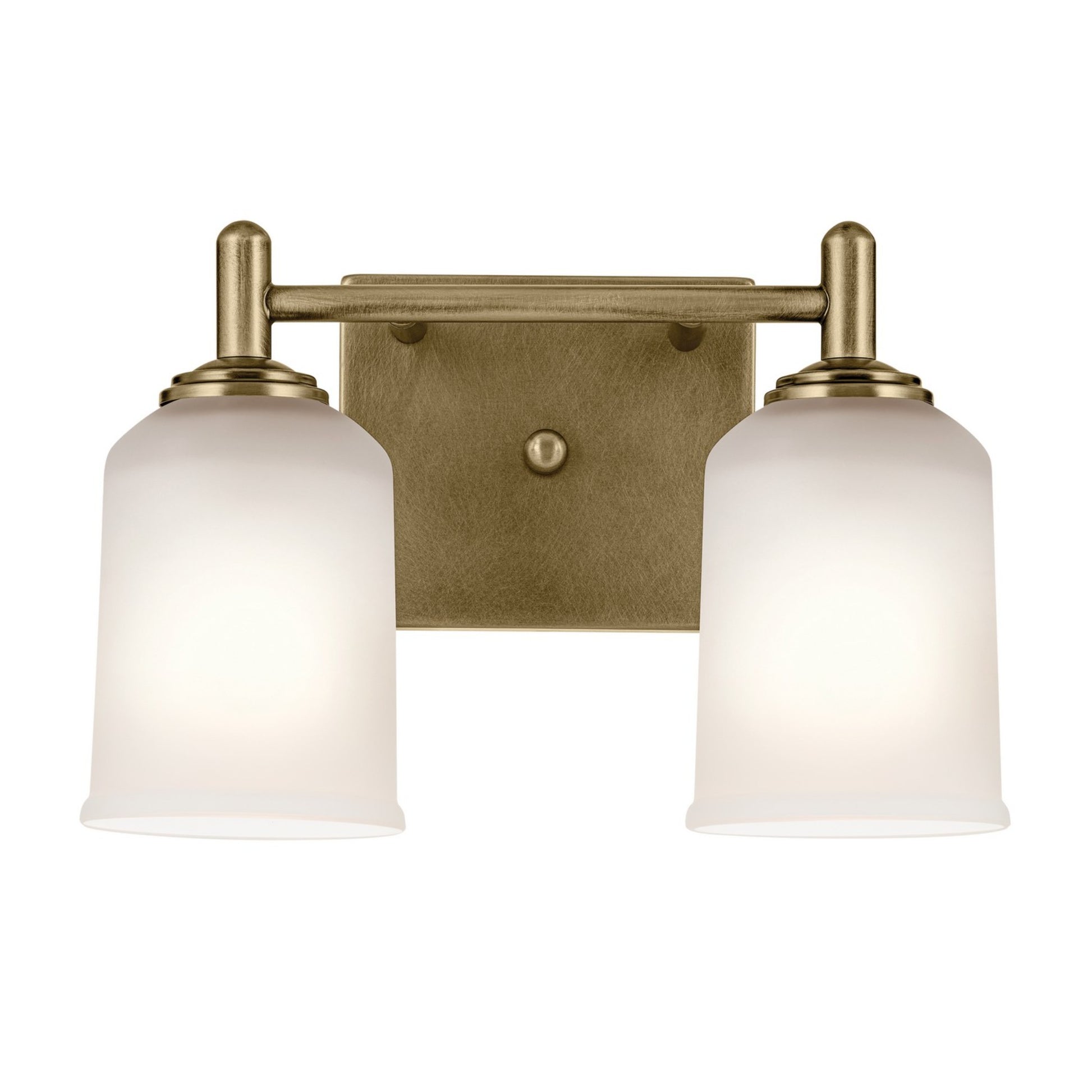 Shailene 13" 2-Light Bath Vanity Light, Natural Brass Finish, Etched Glass - Bees Lighting