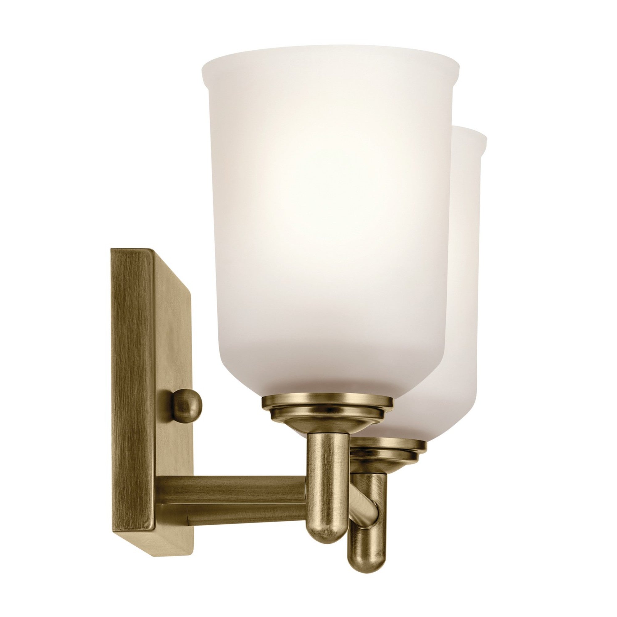 Shailene 13" 2-Light Bath Vanity Light, Natural Brass Finish, Etched Glass - Bees Lighting