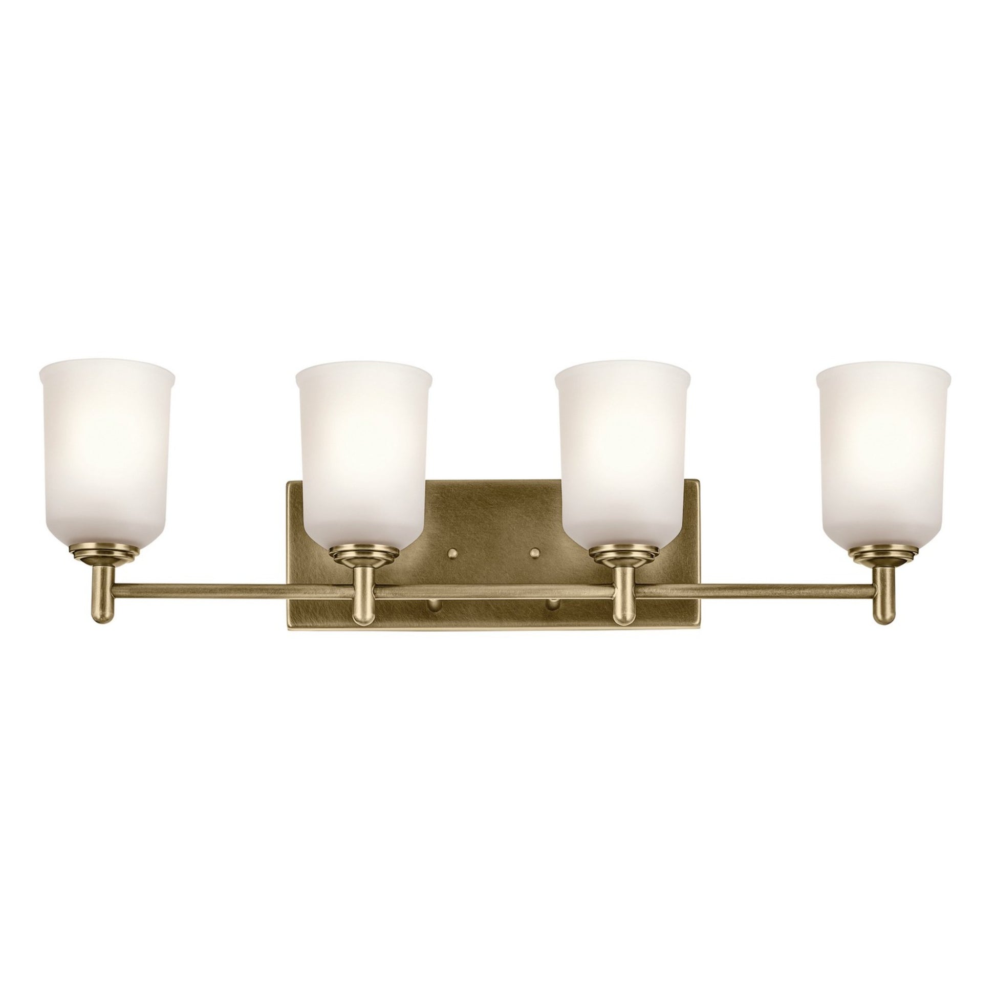 Shailene 30" 4-Light Bath Vanity Light, Natural Brass Finish, Etched Glass - Bees Lighting