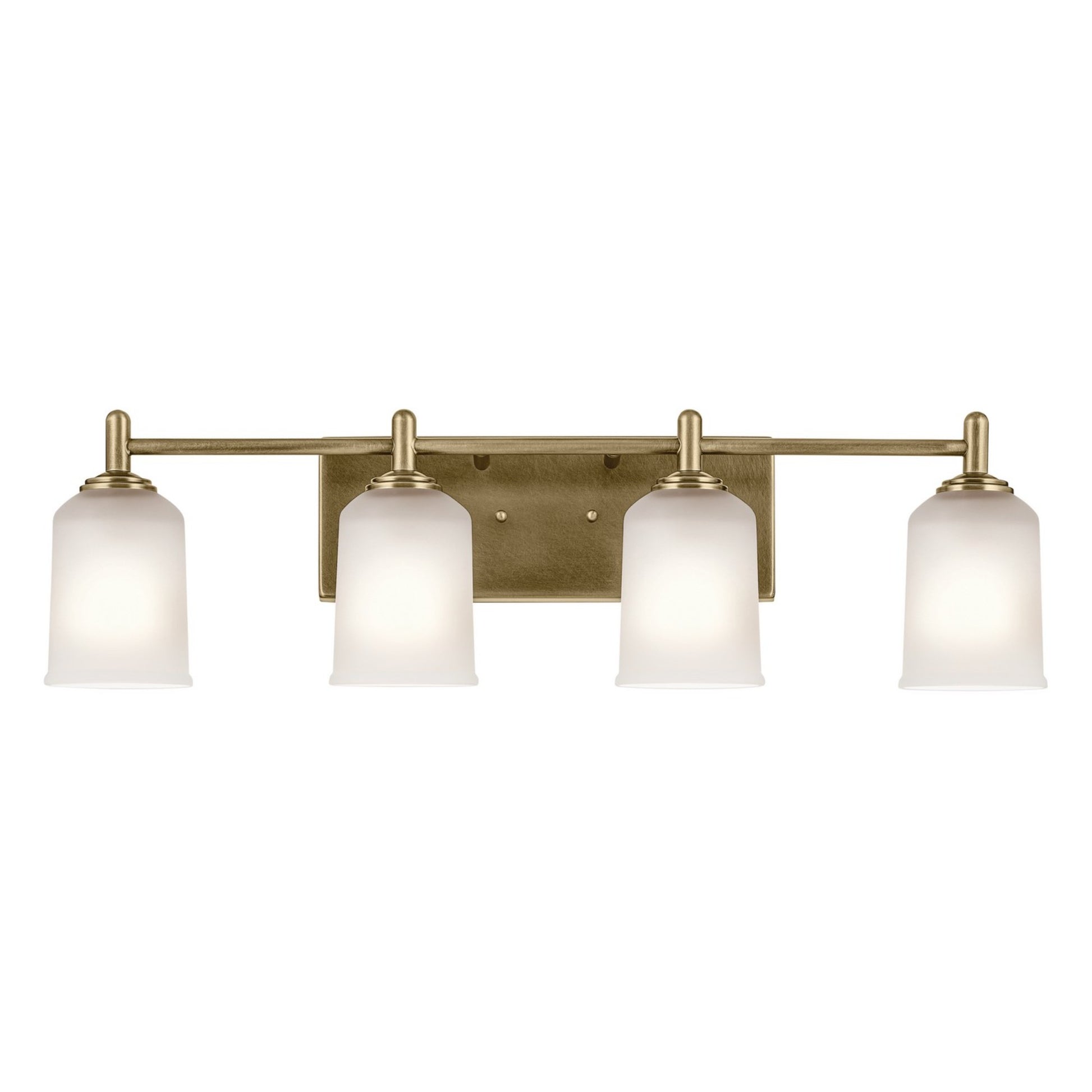 Shailene 30" 4-Light Bath Vanity Light, Natural Brass Finish, Etched Glass - Bees Lighting
