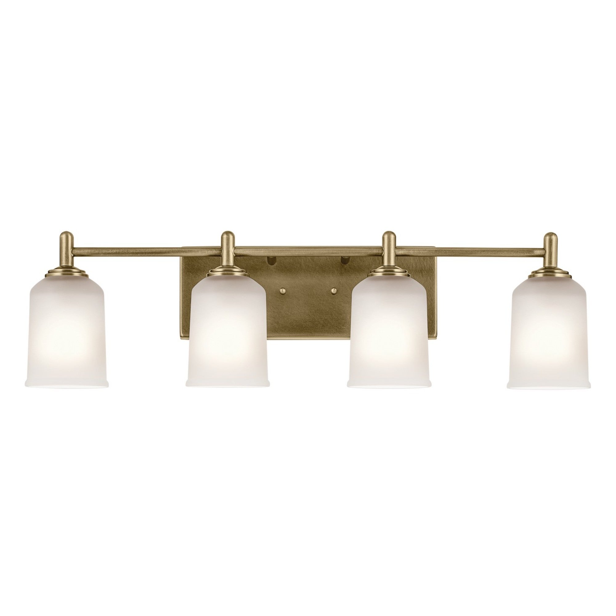 Shailene 30" 4-Light Bath Vanity Light, Natural Brass Finish, Etched Glass - Bees Lighting