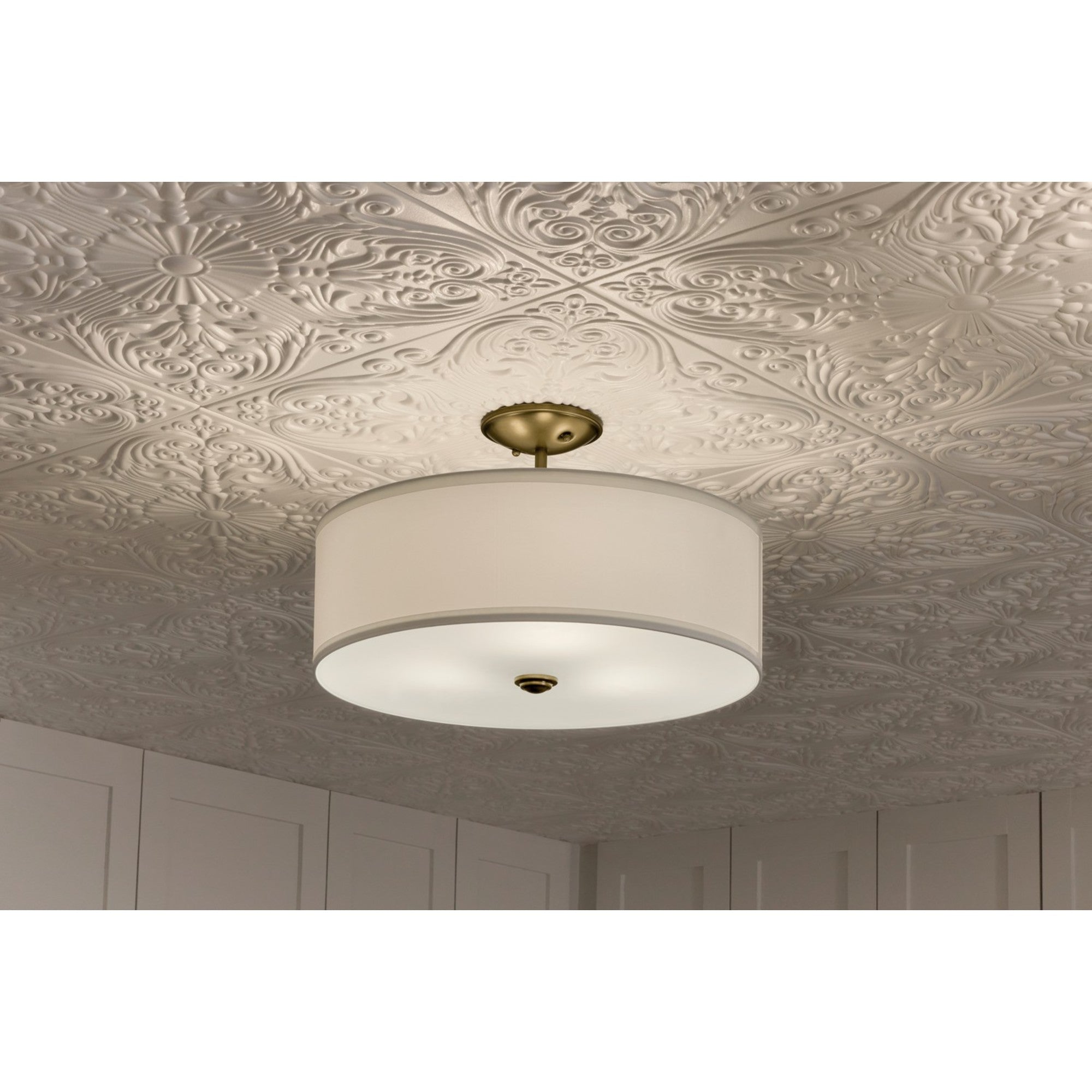 Shailene 14" 3-Light Round Semi-Flush Mount, Natural Brass Finish - Bees Lighting