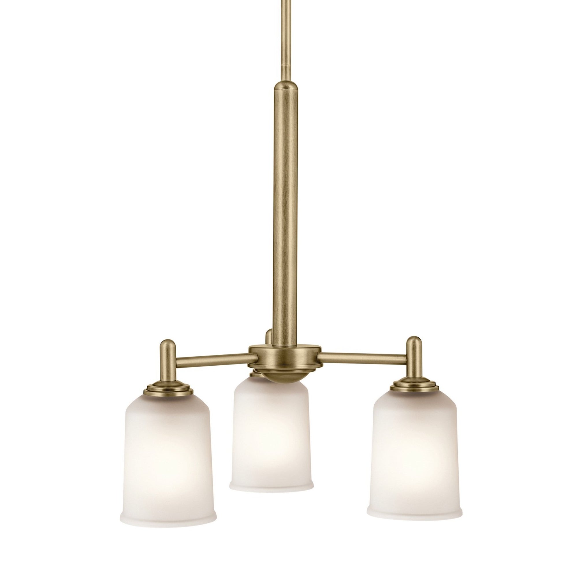Shailene 18" 3-Light Mini Chandelier, Natural Brass Finish, Etched Glass - Bees Lighting