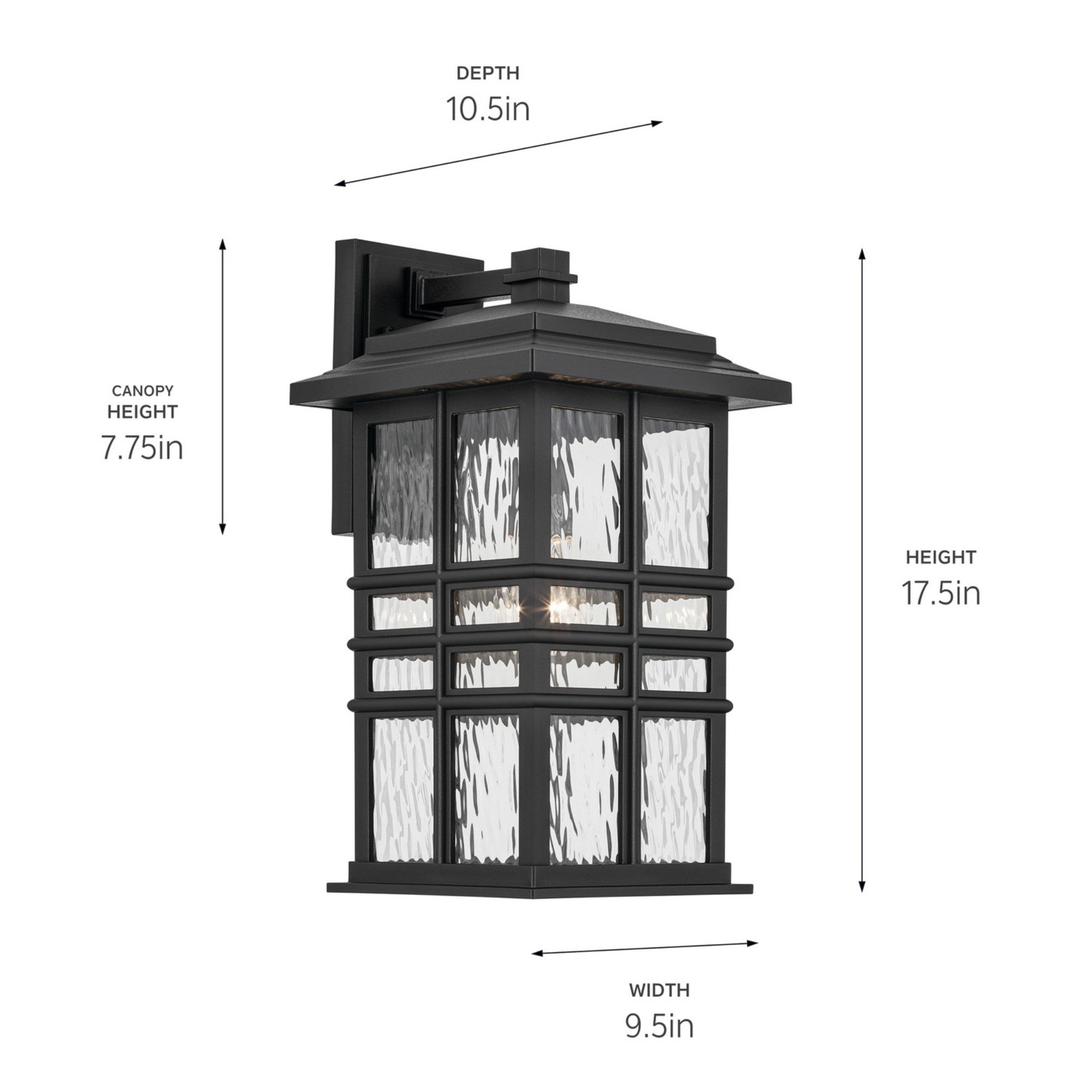 Beacon Square 18" Outdoor Wall Light, Textured Black Finish - Bees Lighting