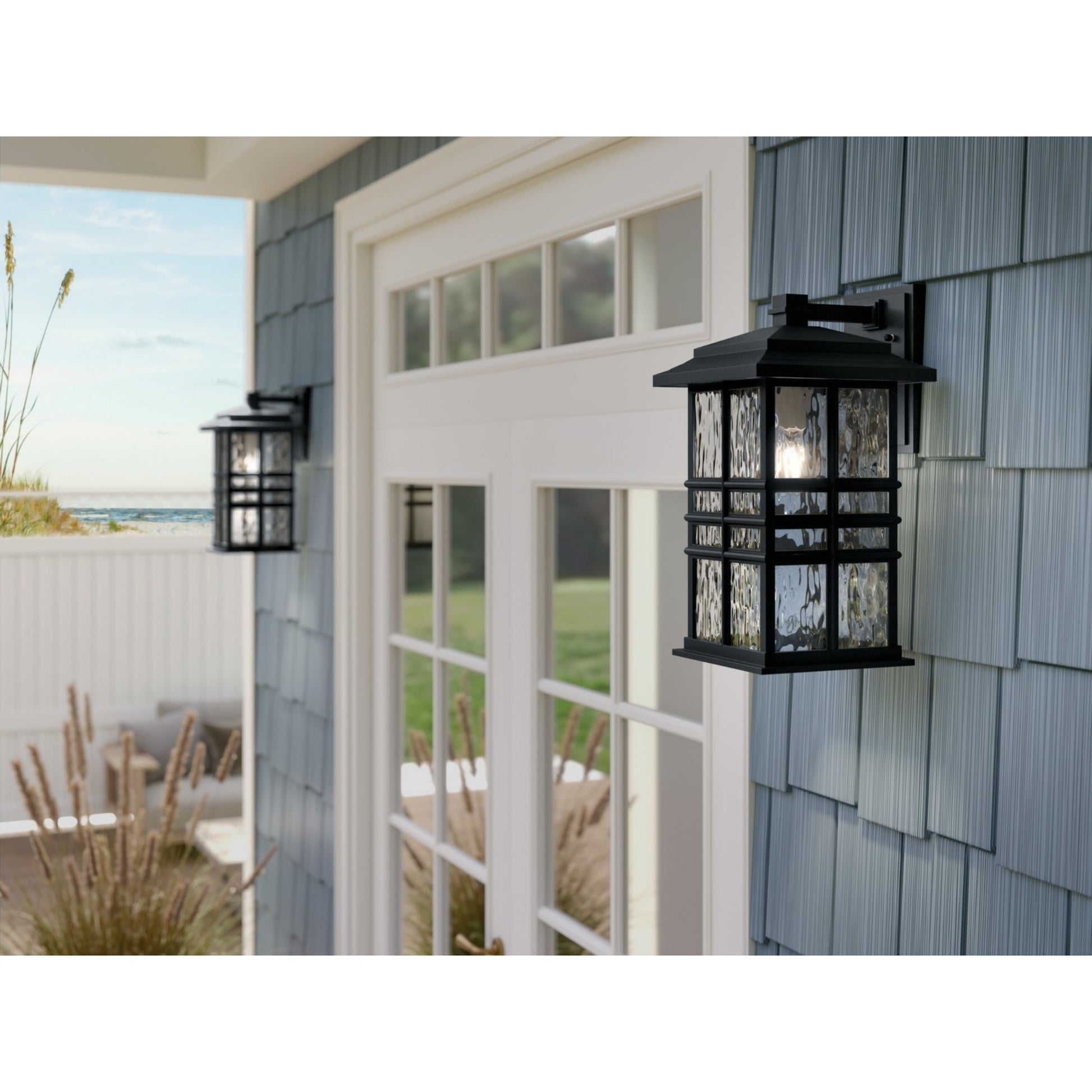 Beacon Square 18" Outdoor Wall Light, Textured Black Finish - Bees Lighting