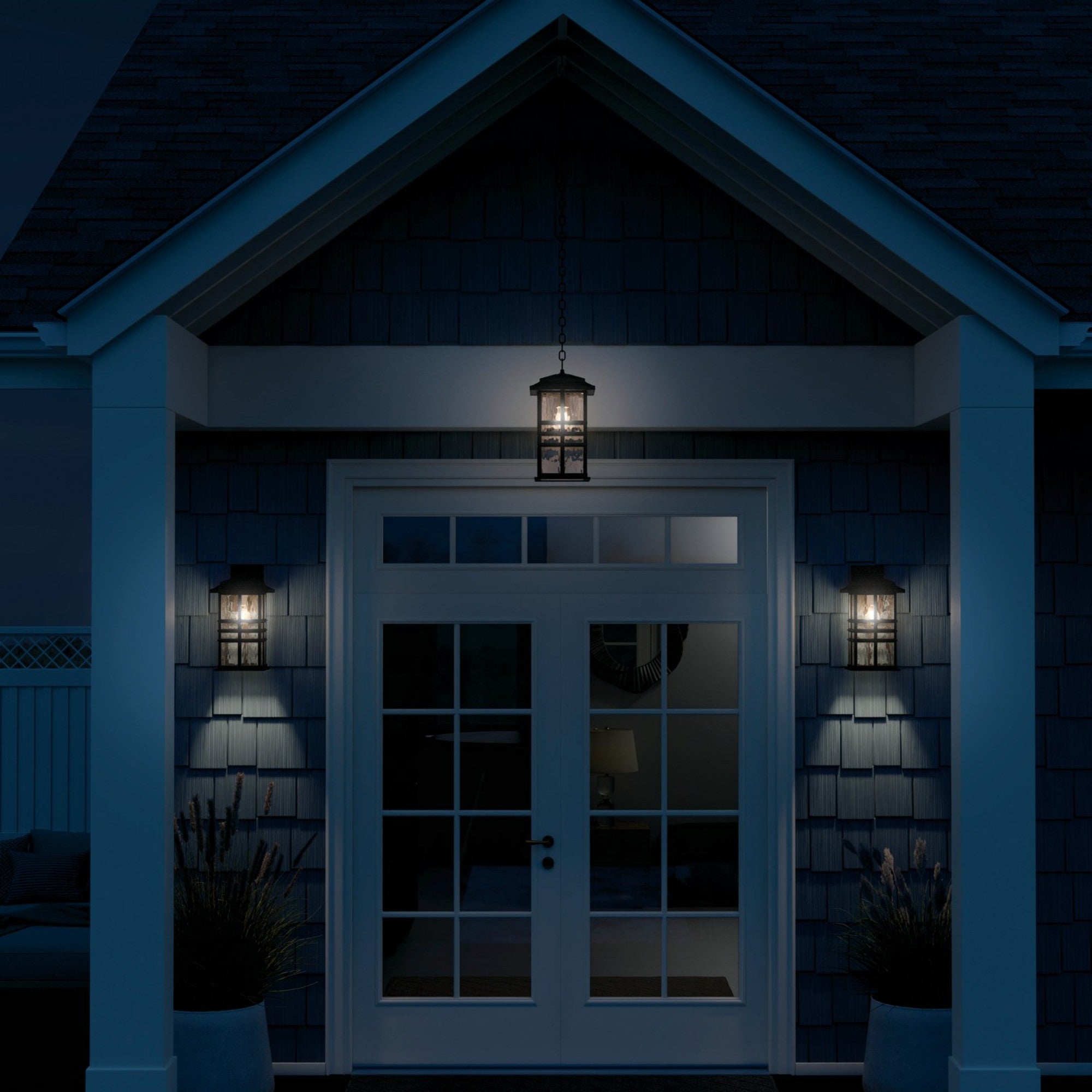 Beacon Square 18" Outdoor Wall Light, Textured Black Finish - Bees Lighting