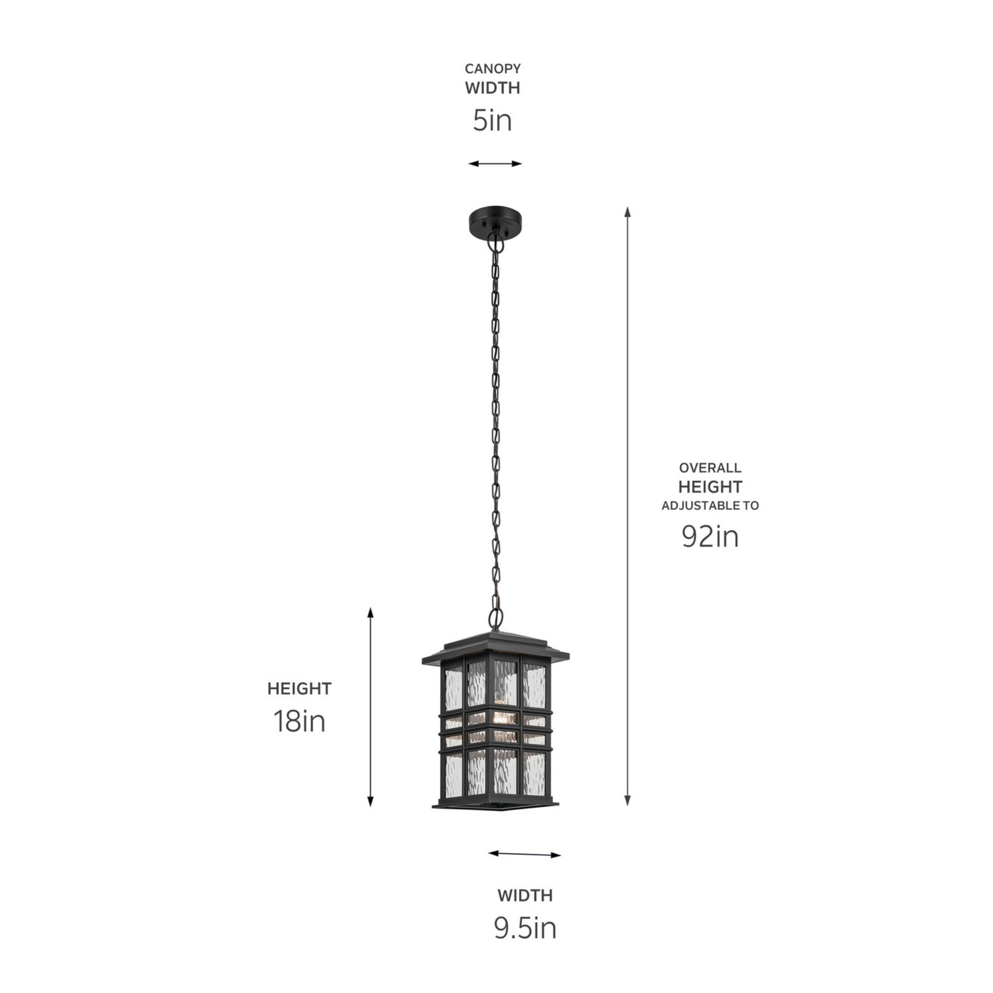 Beacon Square 18" Outdoor Pendant, Textured Black Finish - Bees Lighting