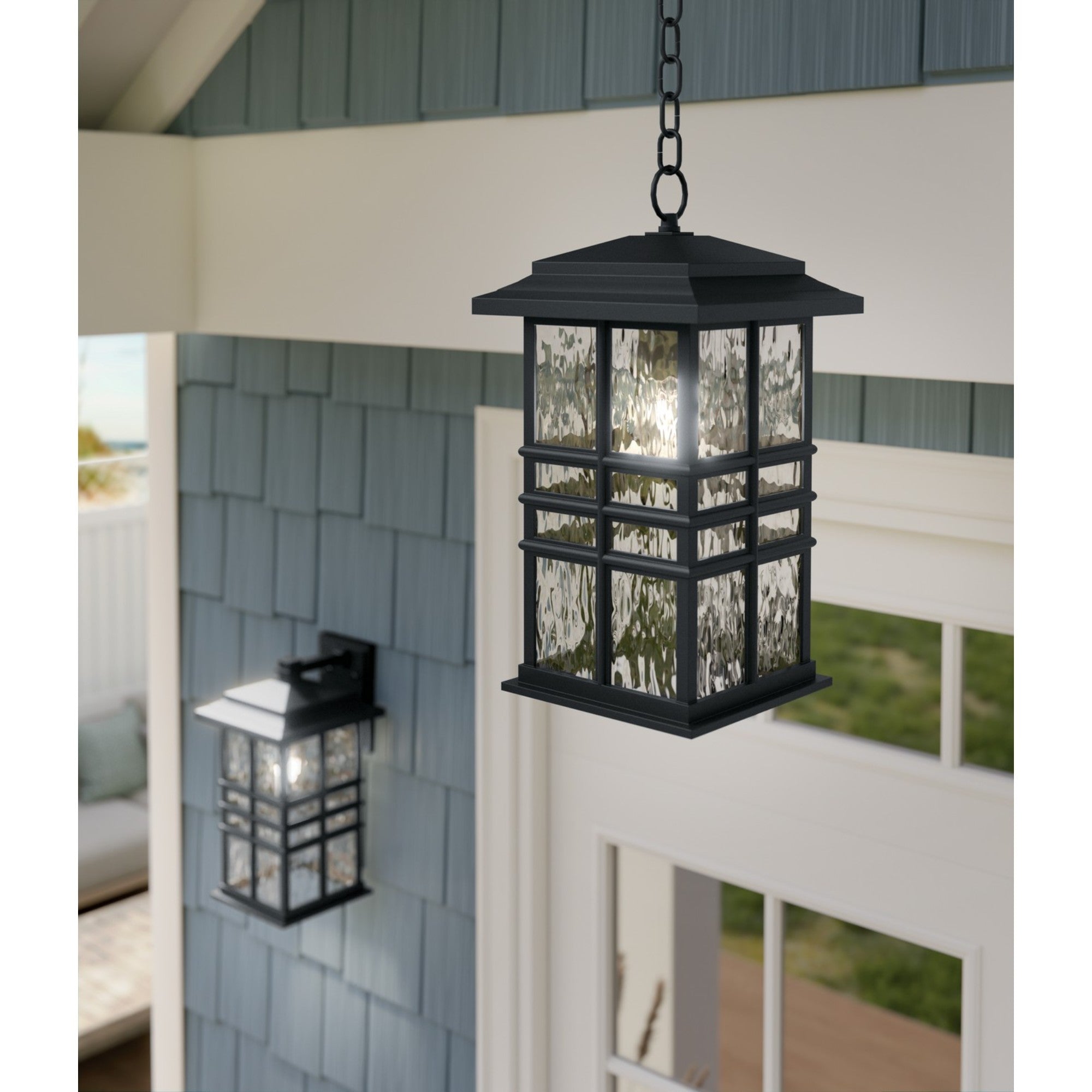 Beacon Square 18" Outdoor Pendant, Textured Black Finish - Bees Lighting