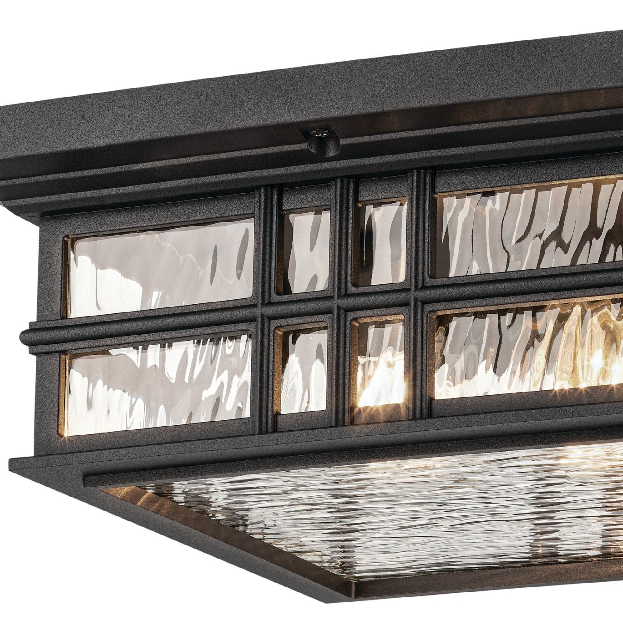 Beacon Square 12" 2-Light Outdoor Ceiling Light, Textured Black Finish - Bees Lighting