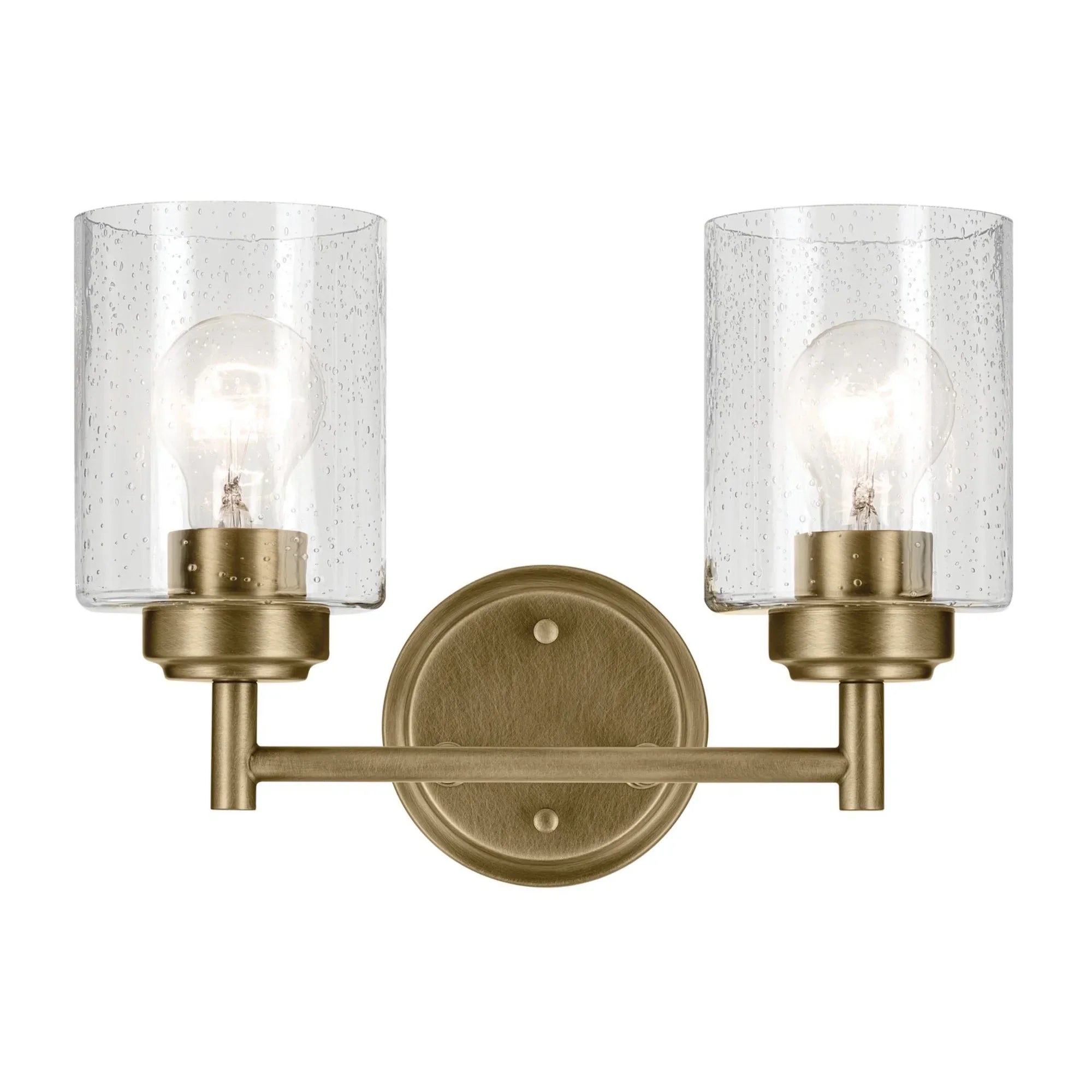 Winslow 13" 2-Light Bath Vanity Light, Natural Brass Finish - Bees Lighting