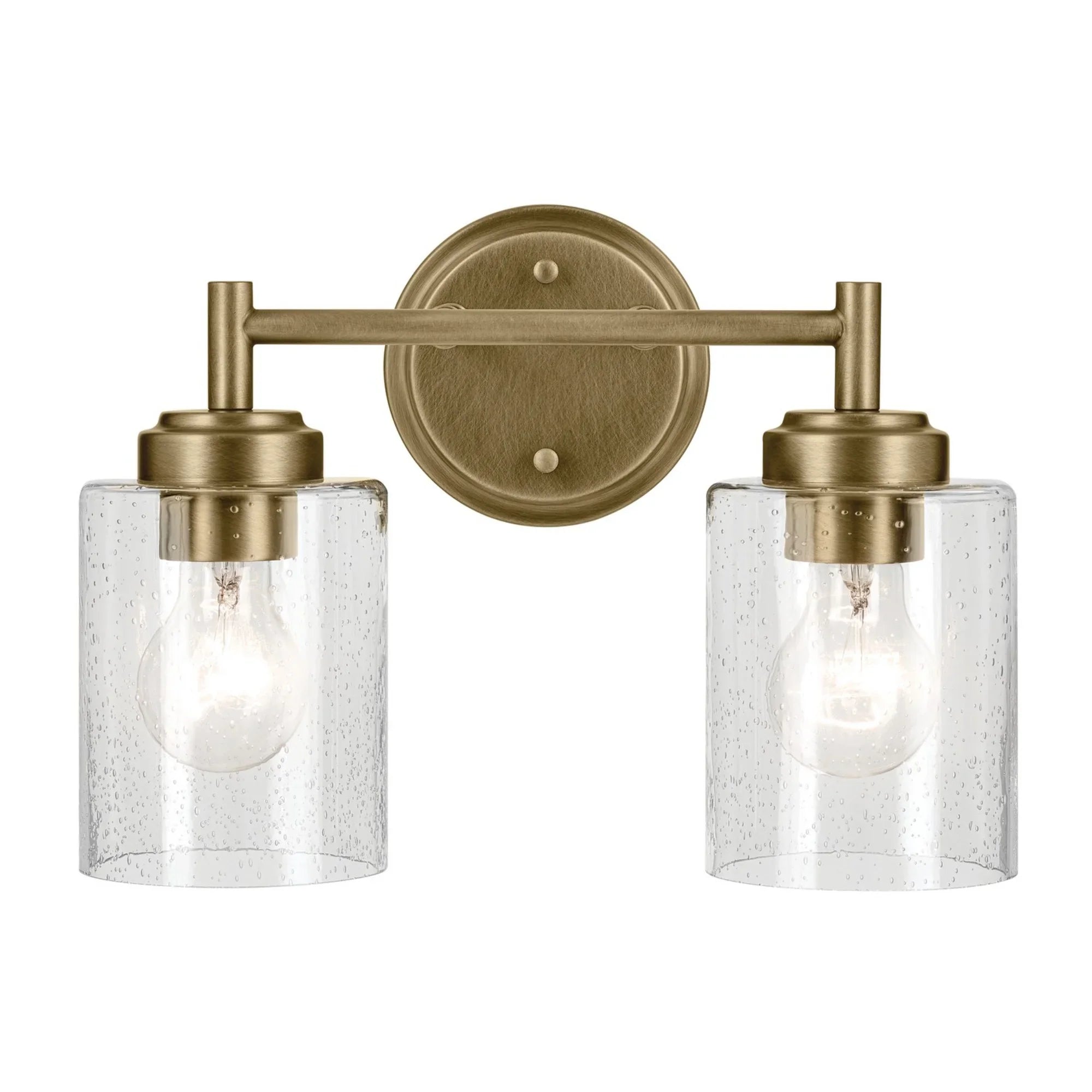 Winslow 13" 2-Light Bath Vanity Light, Natural Brass Finish - Bees Lighting