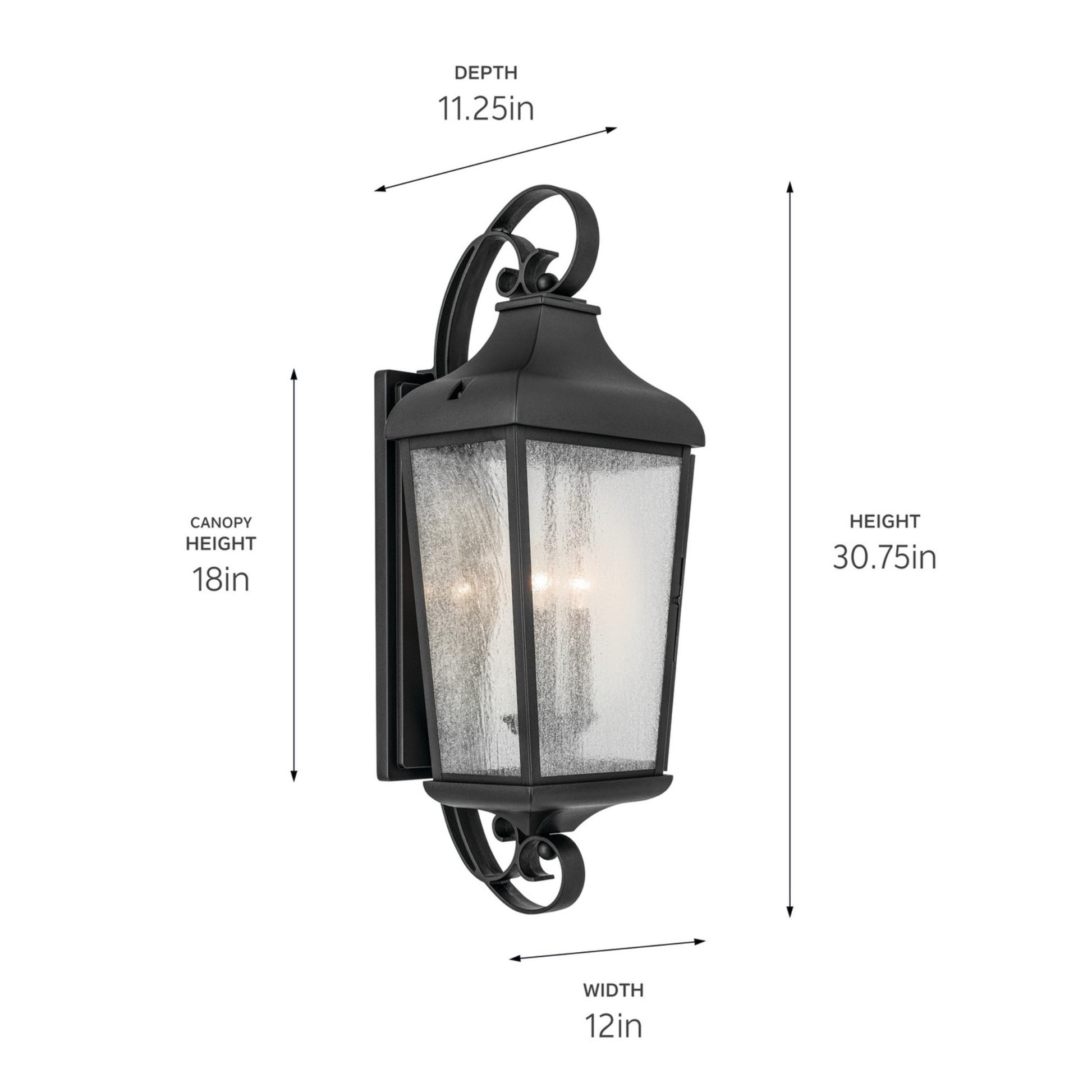 Forestdale 31" 3-Light Outdoor Wall Light, Textured Black Finish - Bees Lighting