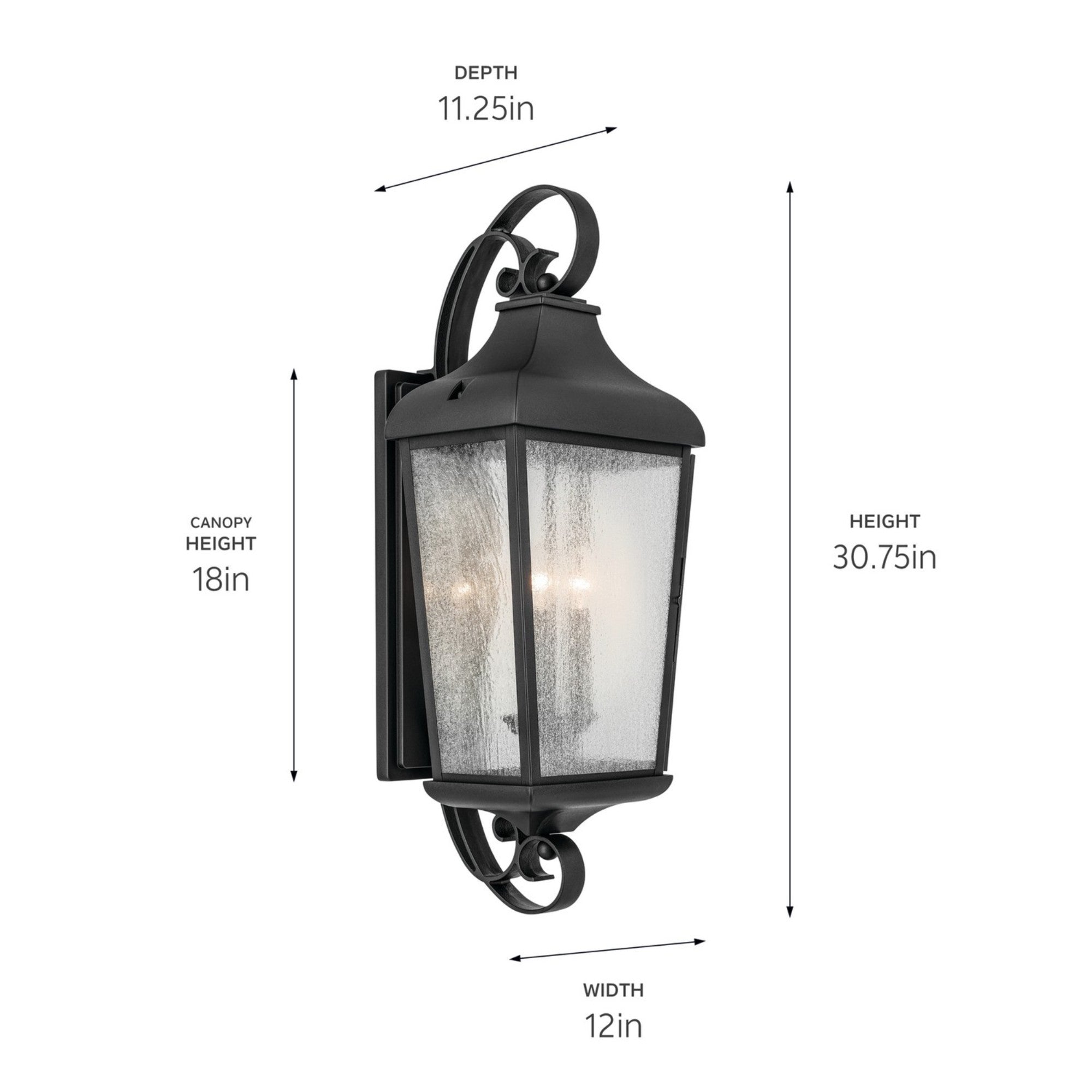 Forestdale 31" 3-Light Outdoor Wall Light, Textured Black Finish - Bees Lighting
