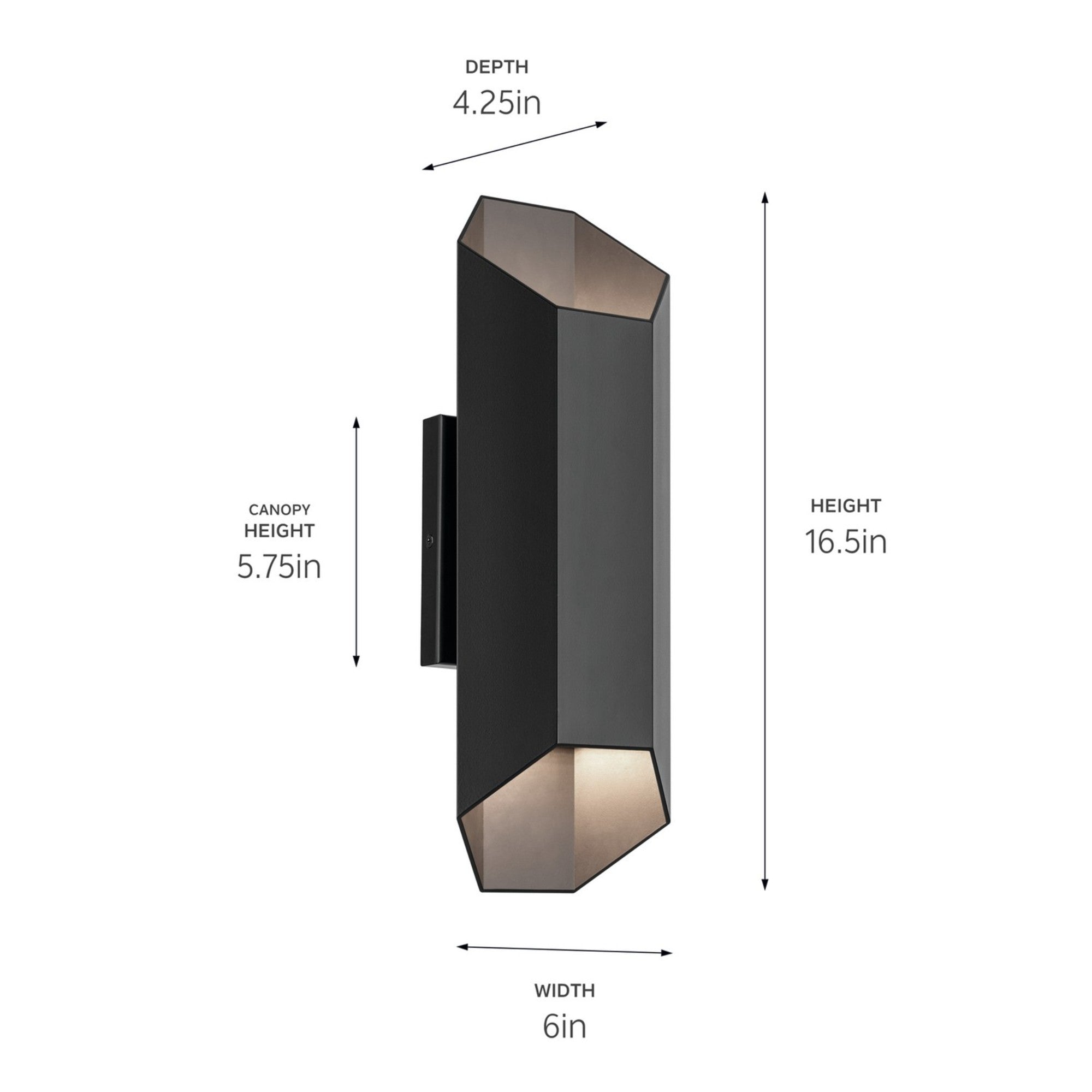 LED Outdoor Wall Light, Up/Down Light, 8W, 650lm, 3000K, 120V, Black - Bees Lighting