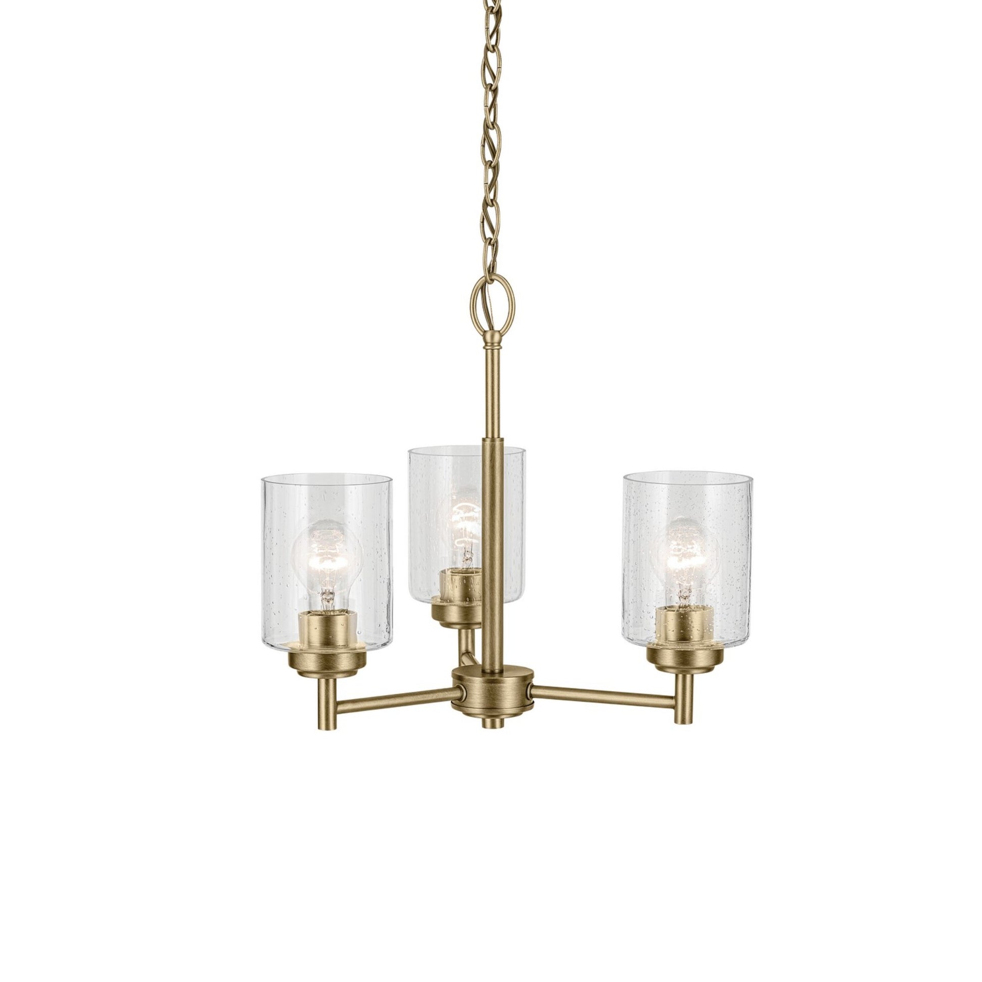 Winslow 18" 3-Light Mini Chandelier, Natural Brass Finish - Bees Lighting