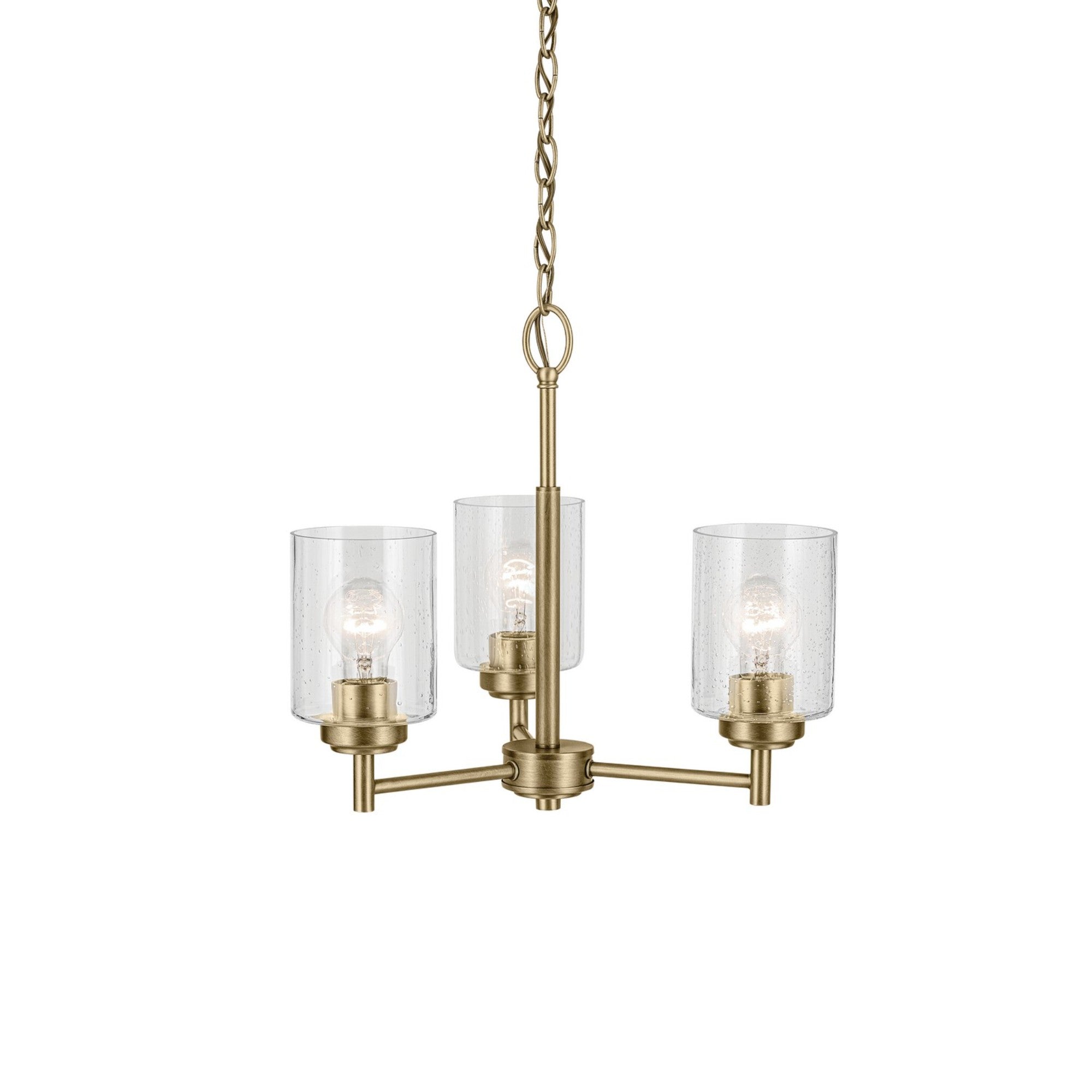 Winslow 18" 3-Light Mini Chandelier, Natural Brass Finish - Bees Lighting