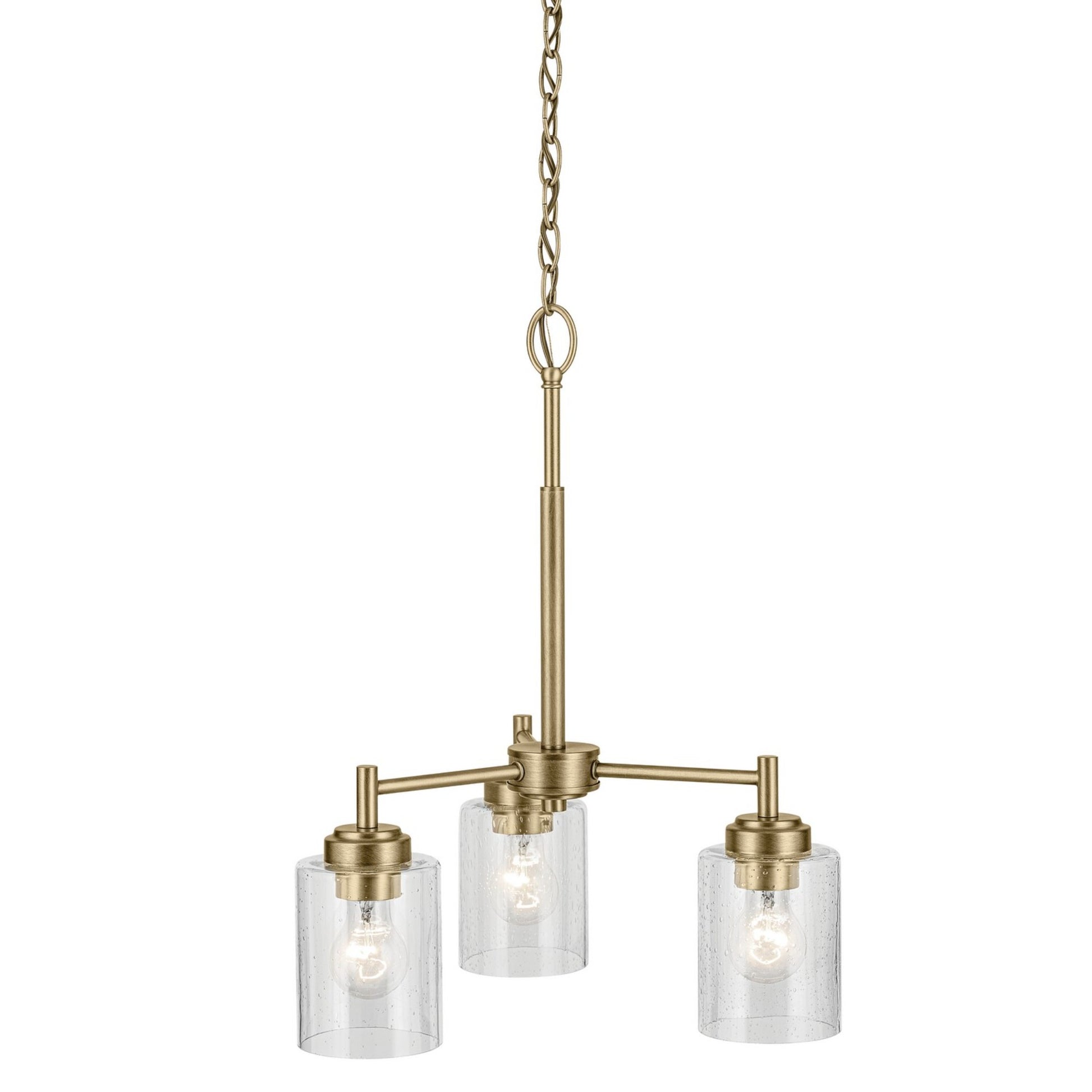Winslow 18" 3-Light Mini Chandelier, Natural Brass Finish - Bees Lighting