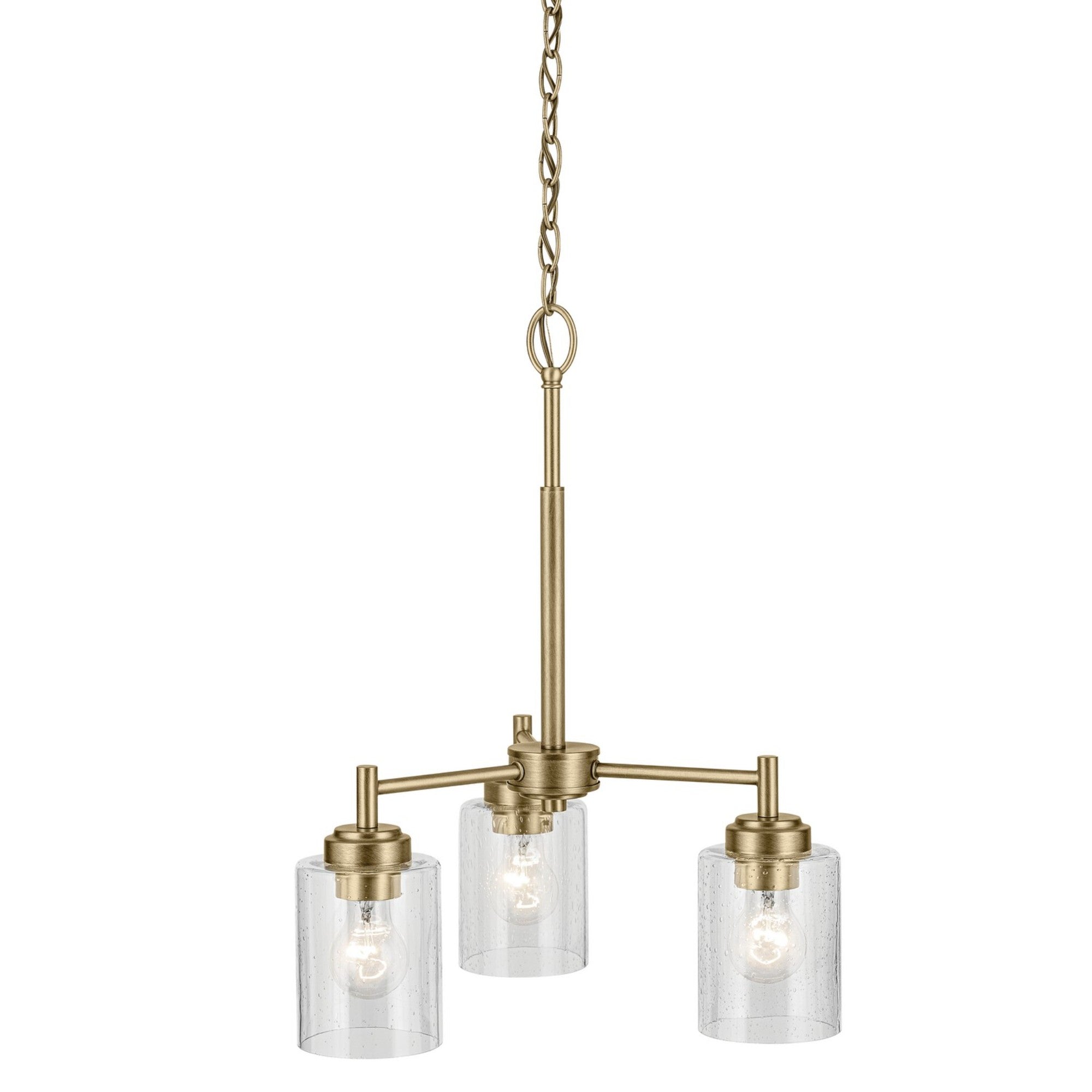 Winslow 18" 3-Light Mini Chandelier, Natural Brass Finish - Bees Lighting