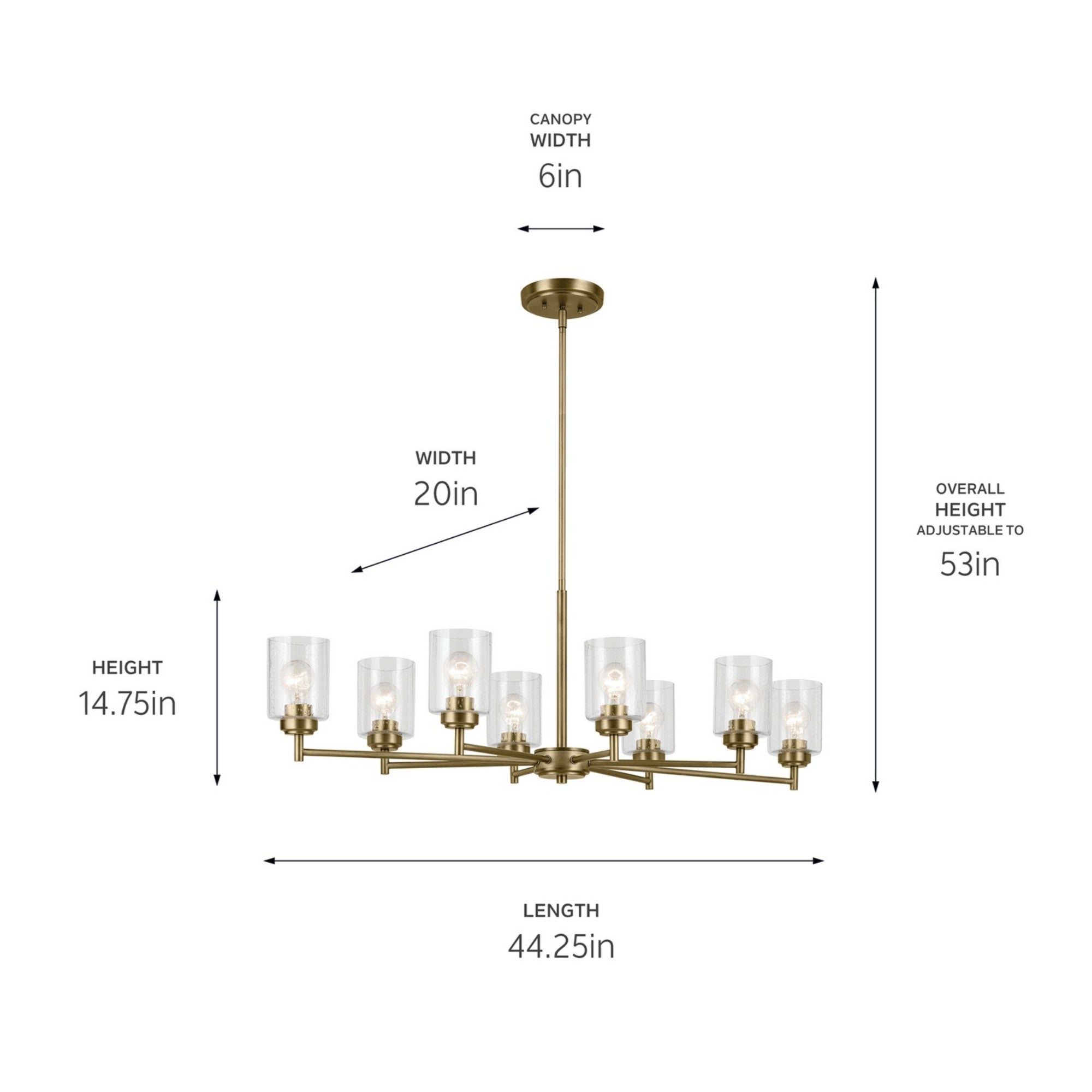 Winslow 45" 8-Light Chandelier, Natural Brass Finish - Bees Lighting