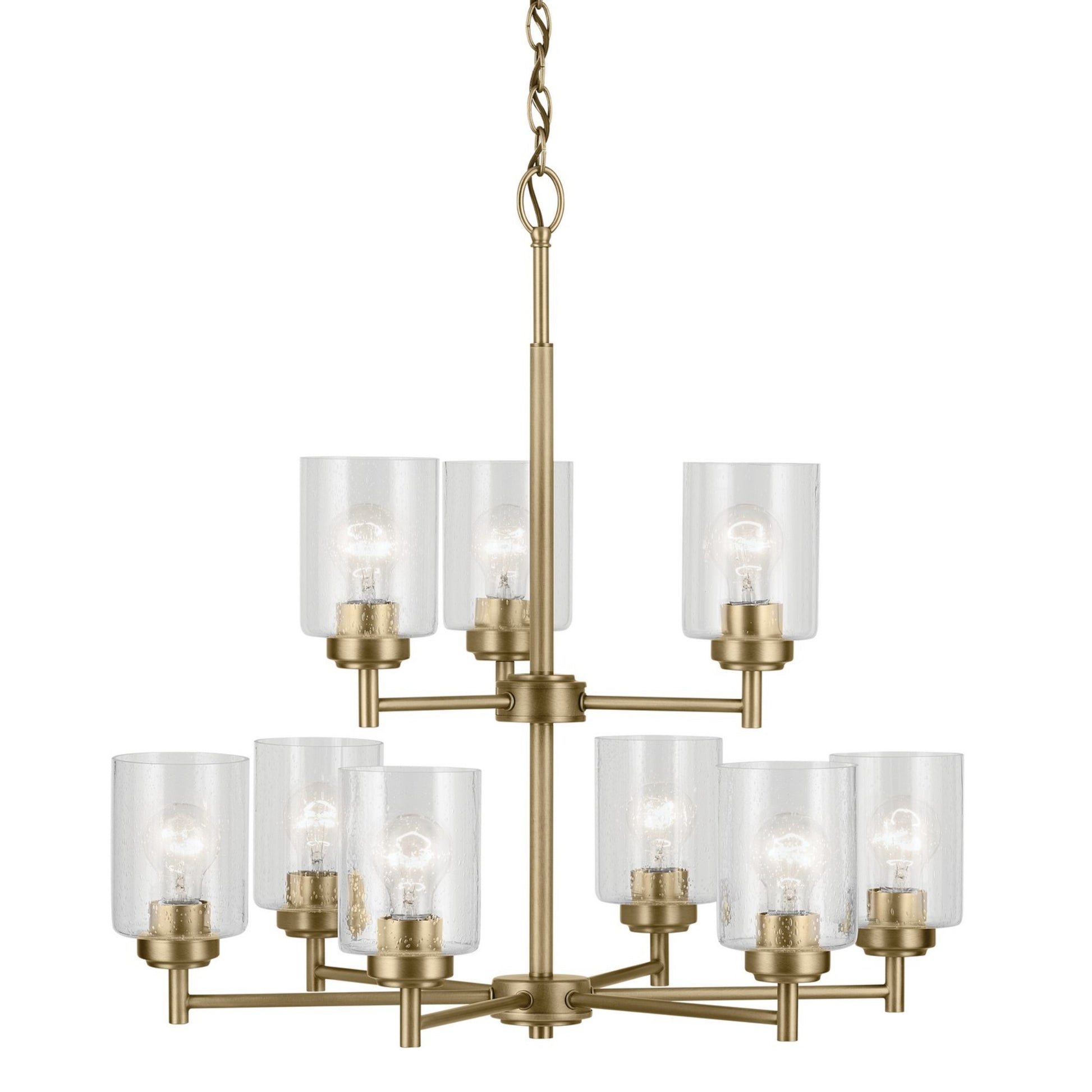 Winslow 27" 9-Light Chandelier, Natural Brass Finish - Bees Lighting