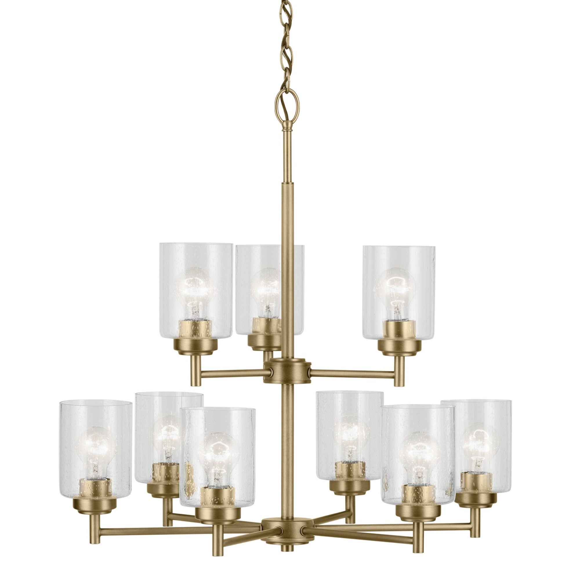 Winslow 27" 9-Light Chandelier, Natural Brass Finish - Bees Lighting