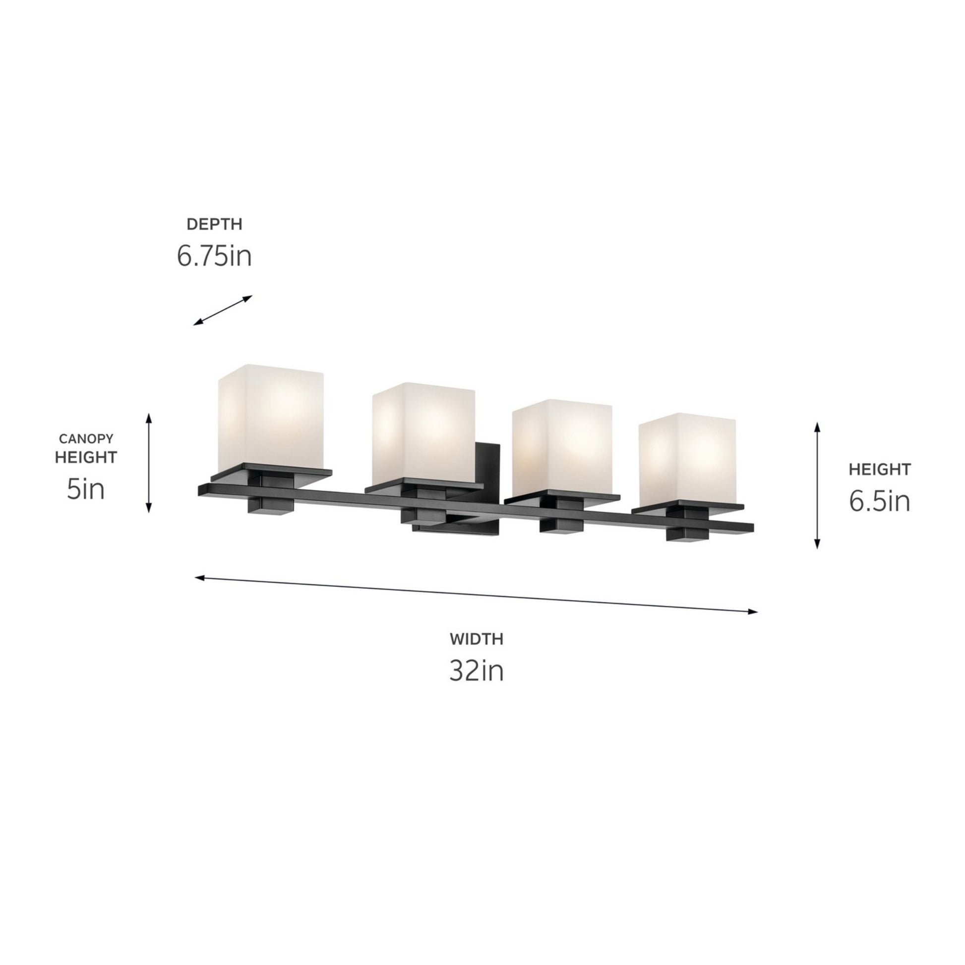 Tully 32" 4-Light Bath Vanity Light, Black Finish - Bees Lighting