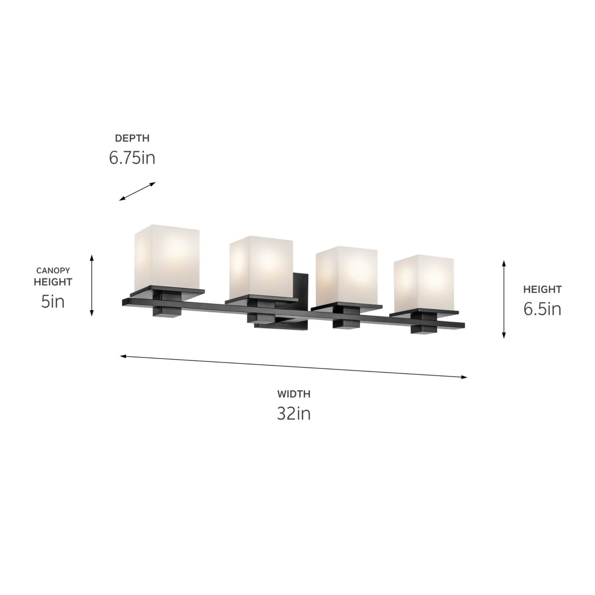 Tully 32" 4-Light Bath Vanity Light, Black Finish - Bees Lighting