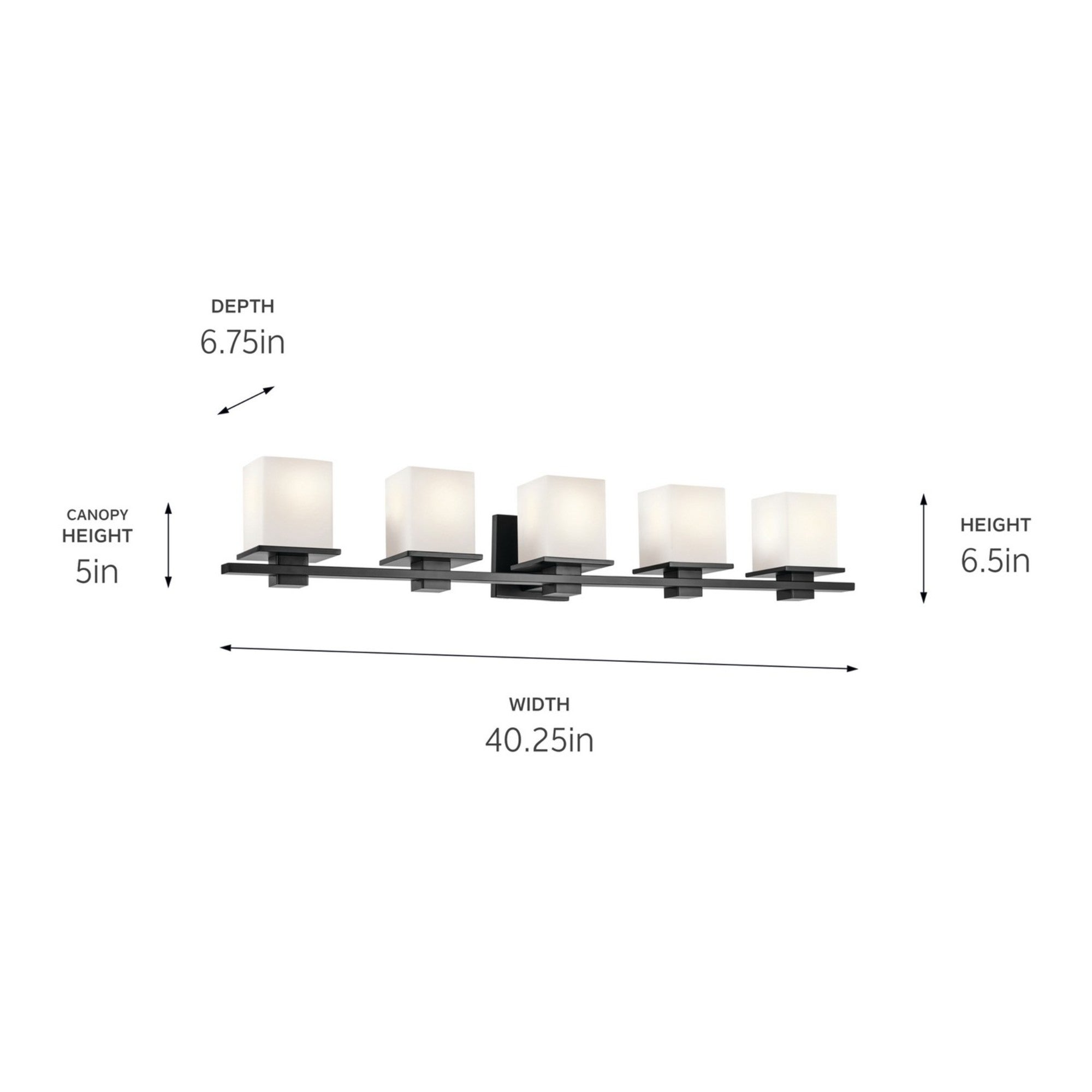 Tully 40" 5-Light Bath Vanity Light, Black Finish - Bees Lighting