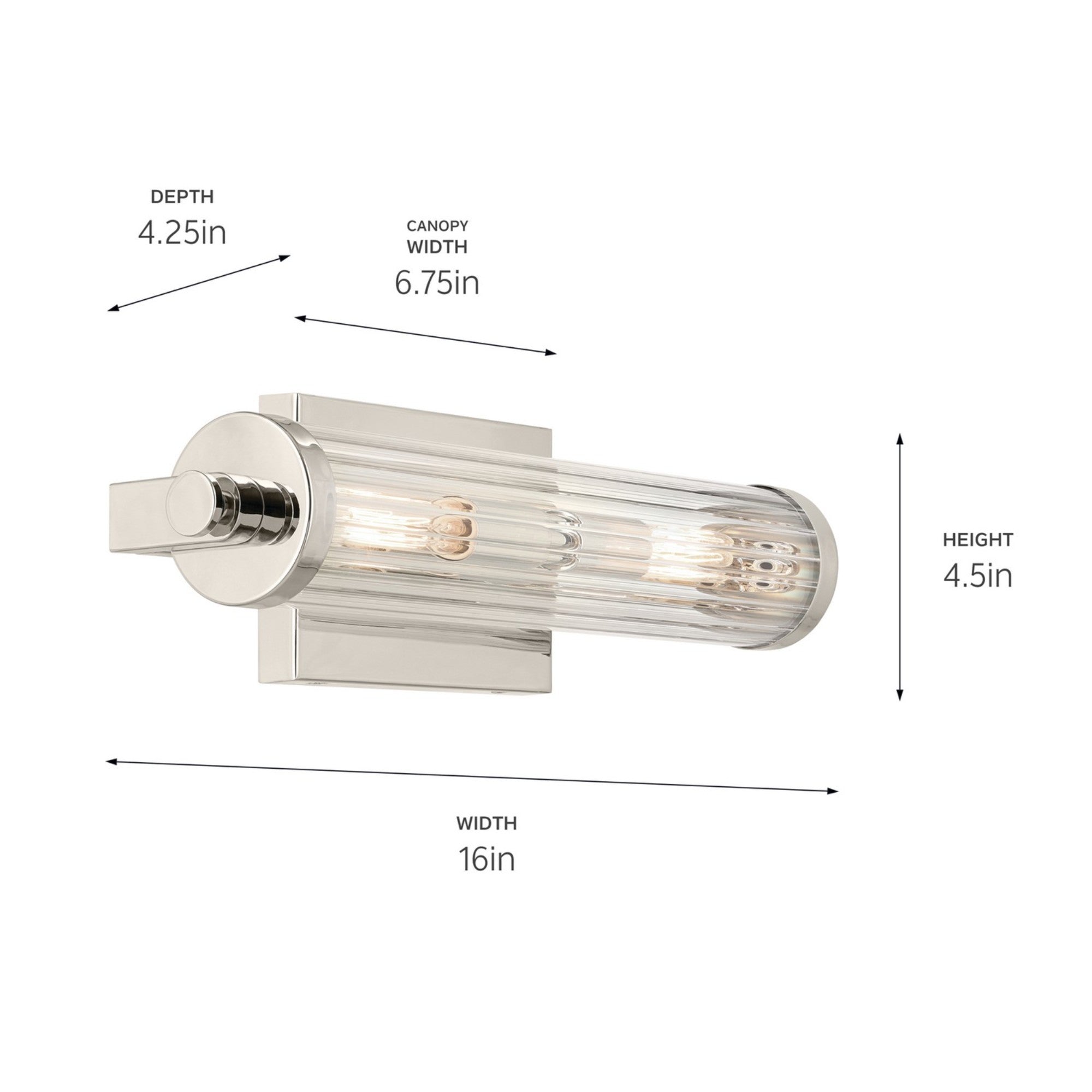 Azores 16" 2-Light Wall Sconce, Polished Nickel Finish - Bees Lighting