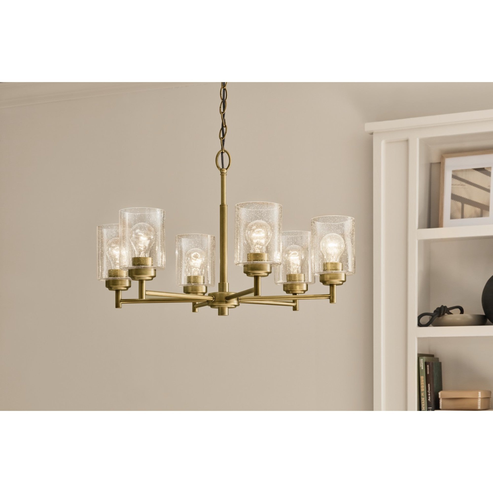 Winslow 26" 6-Light Chandelier, Natural Brass Finish - Bees Lighting