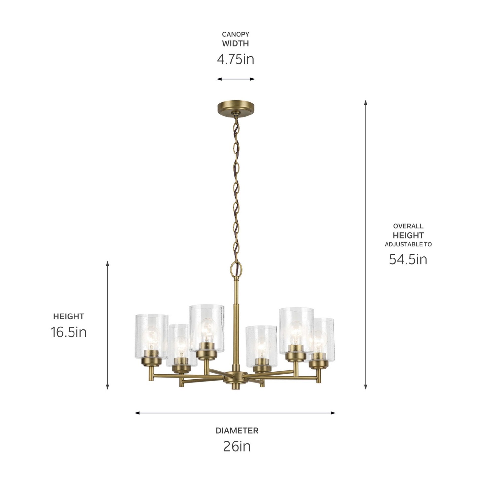 Winslow 26" 6-Light Chandelier, Natural Brass Finish - Bees Lighting