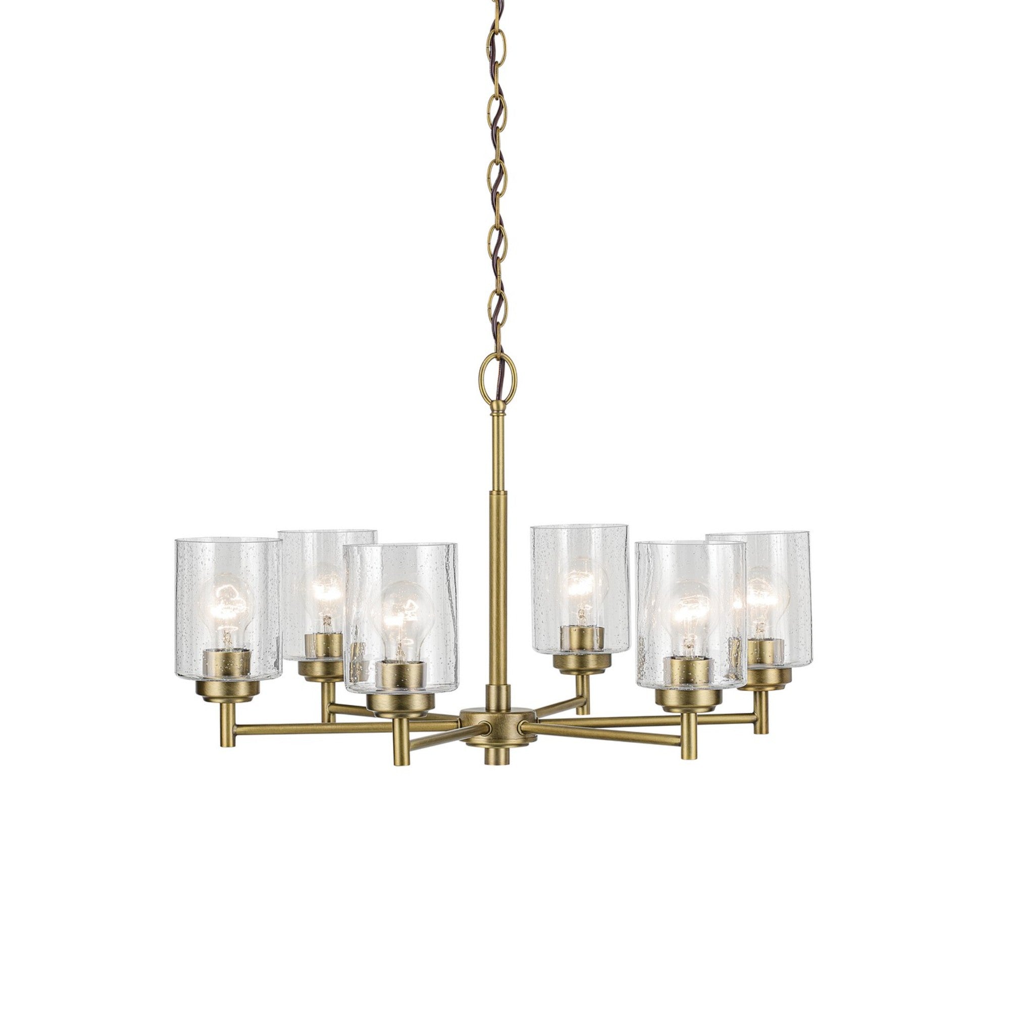Winslow 26" 6-Light Chandelier, Natural Brass Finish - Bees Lighting