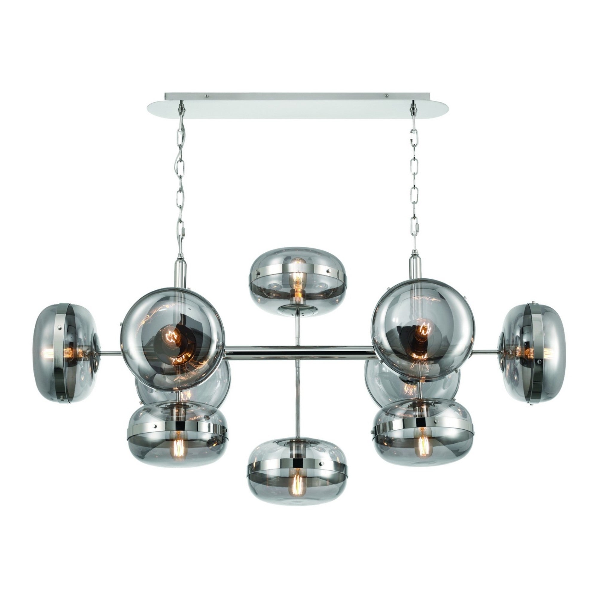 Nottingham 10-Light 54" Chandelier, Polished Nickel Finish - Bees Lighting