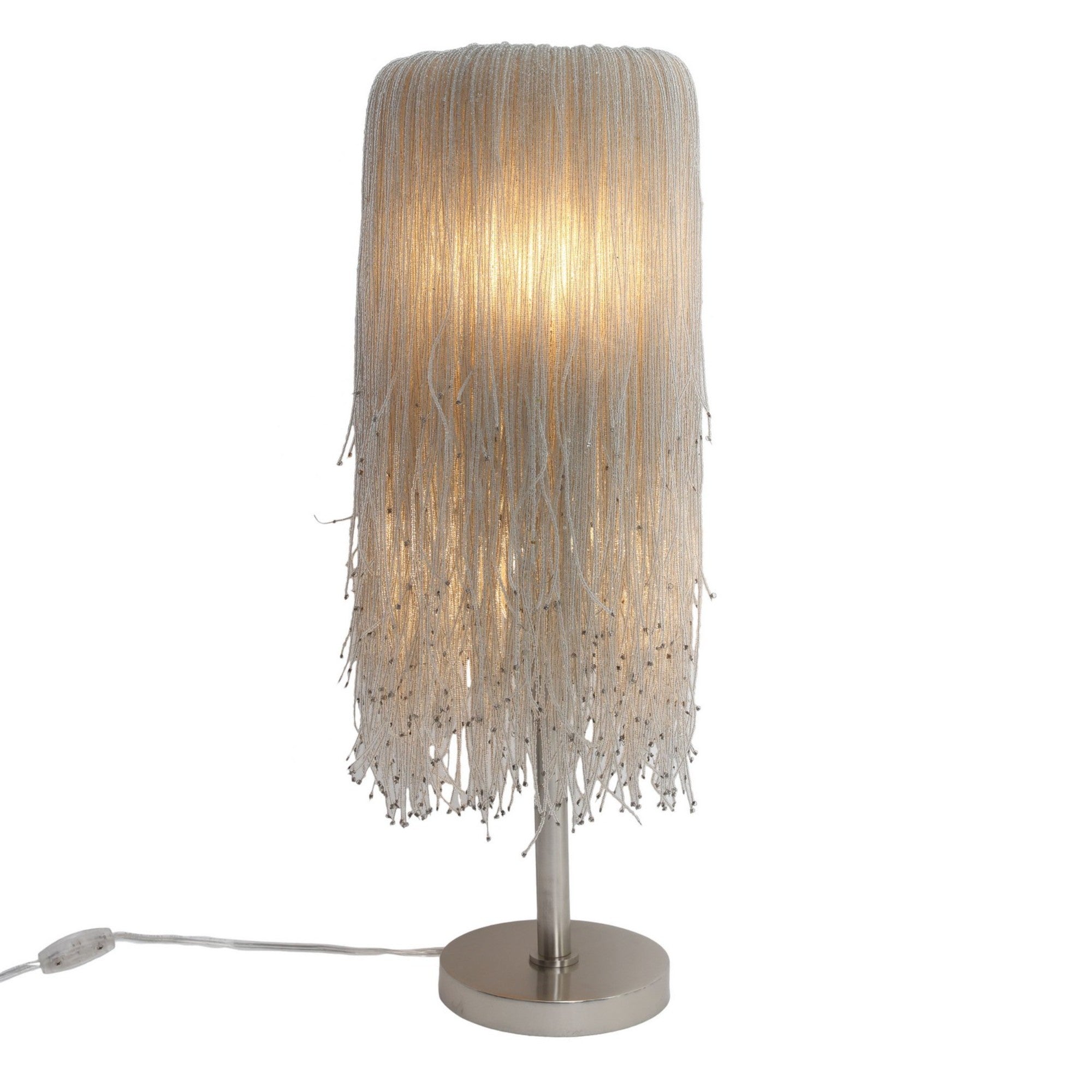 Crystal Reign 28" 2-Light Table Lamp, Polished Nickel Finish - Bees Lighting