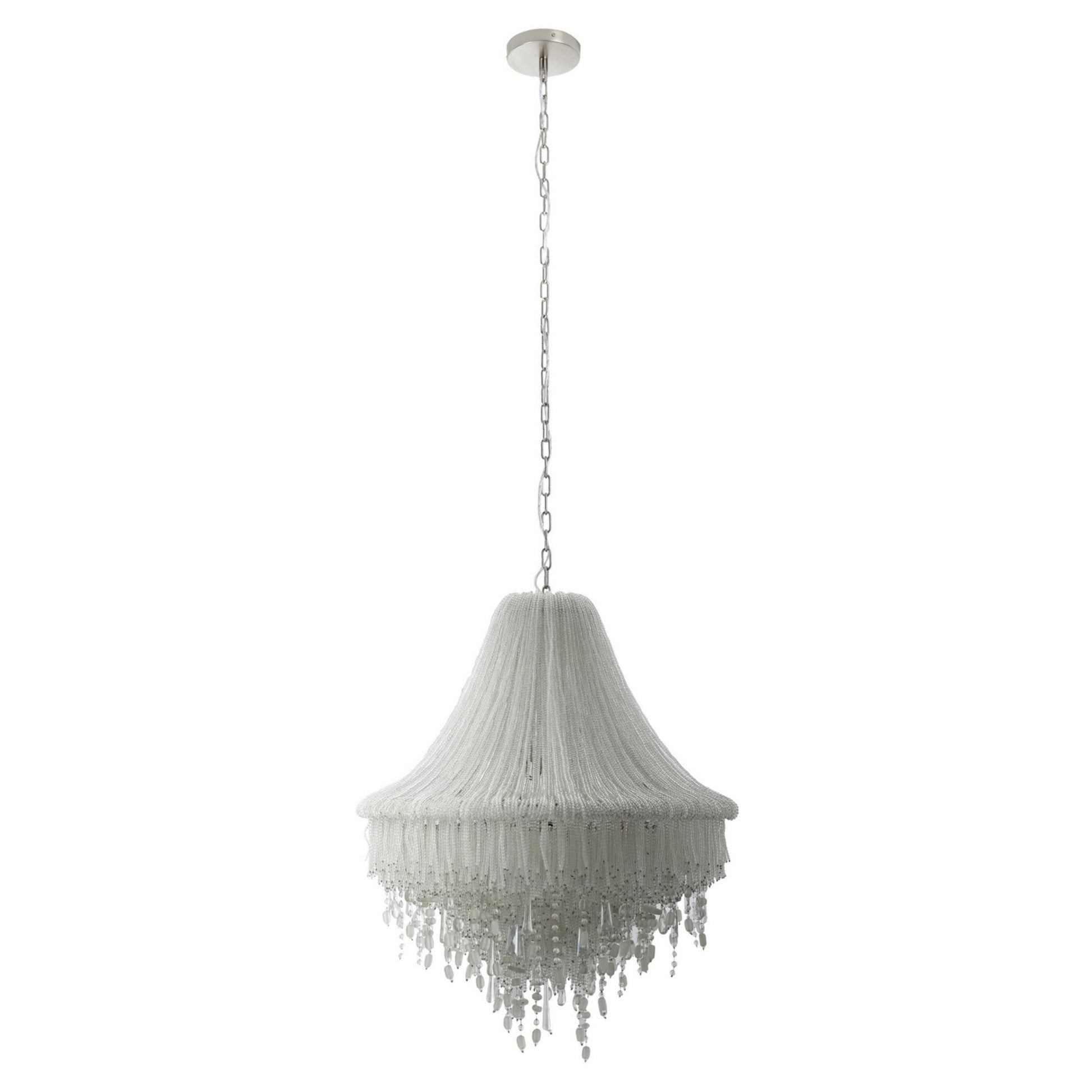 Crystal Reign 33" 7-Light Pendant, Polished Nickel Finish - Bees Lighting