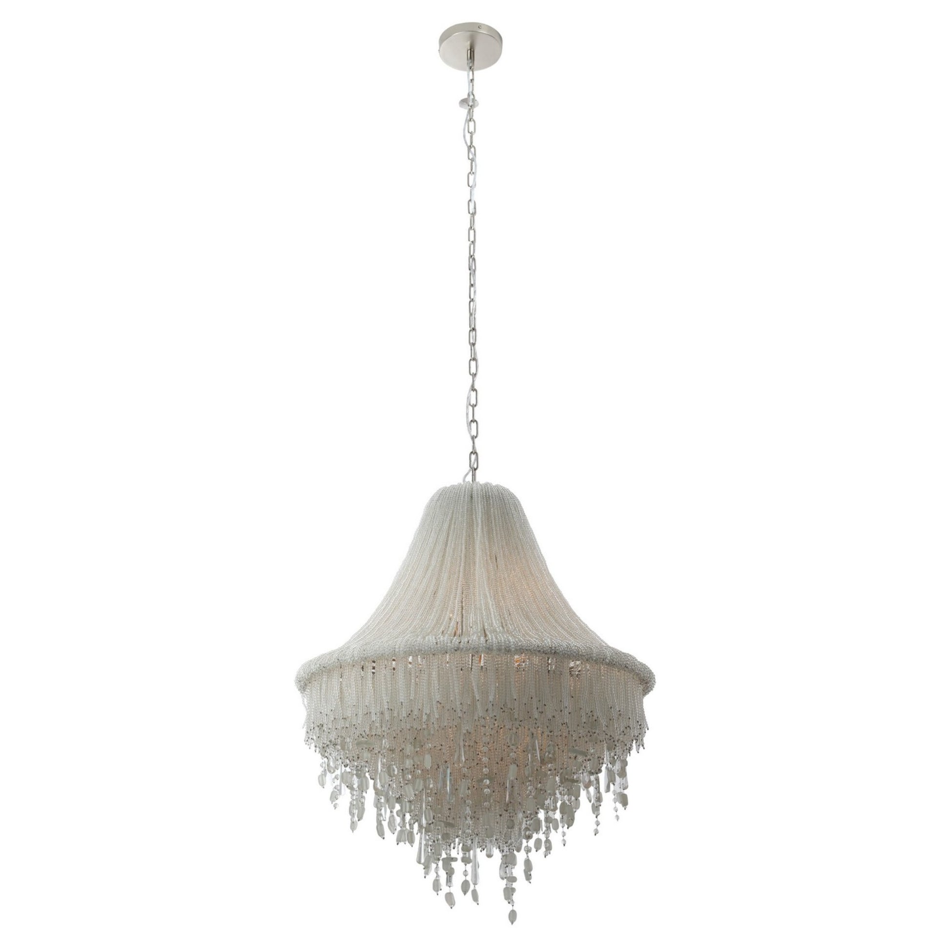 Crystal Reign 33" 7-Light Pendant, Polished Nickel Finish - Bees Lighting