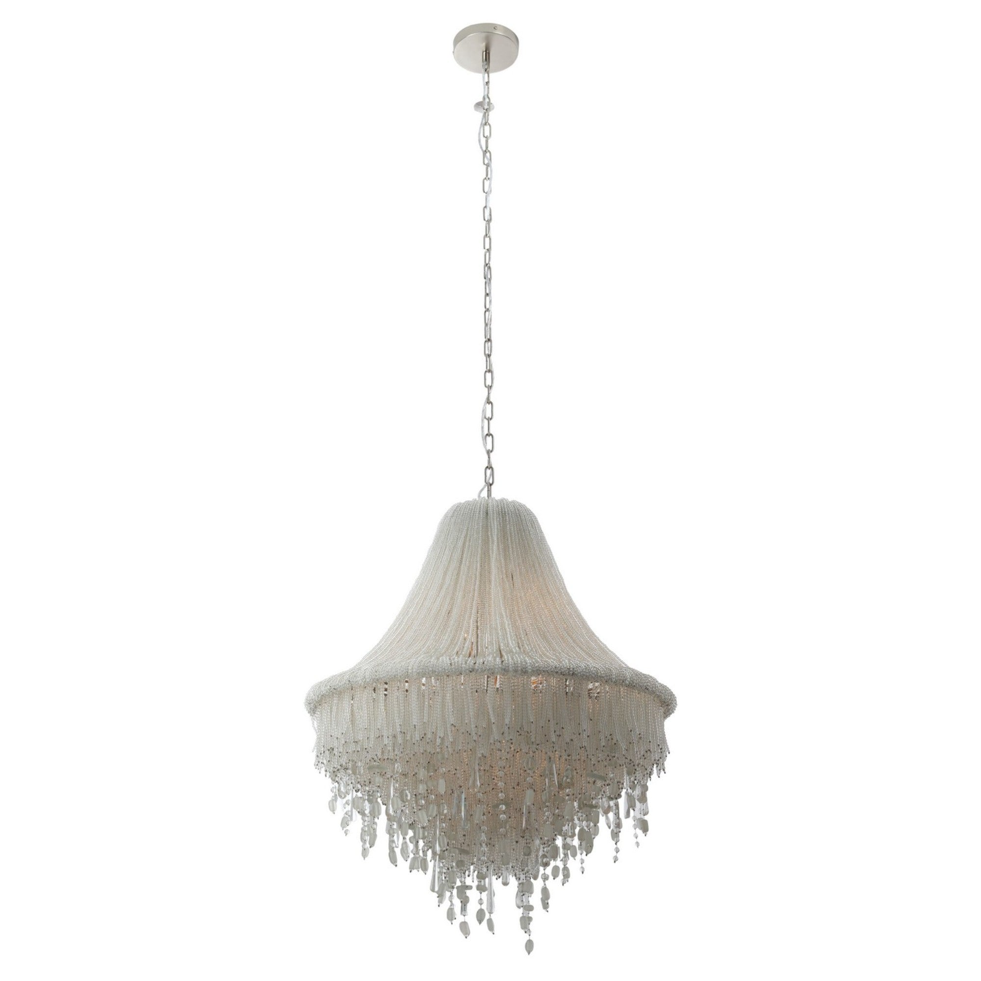 Crystal Reign 33" 7-Light Pendant, Polished Nickel Finish - Bees Lighting