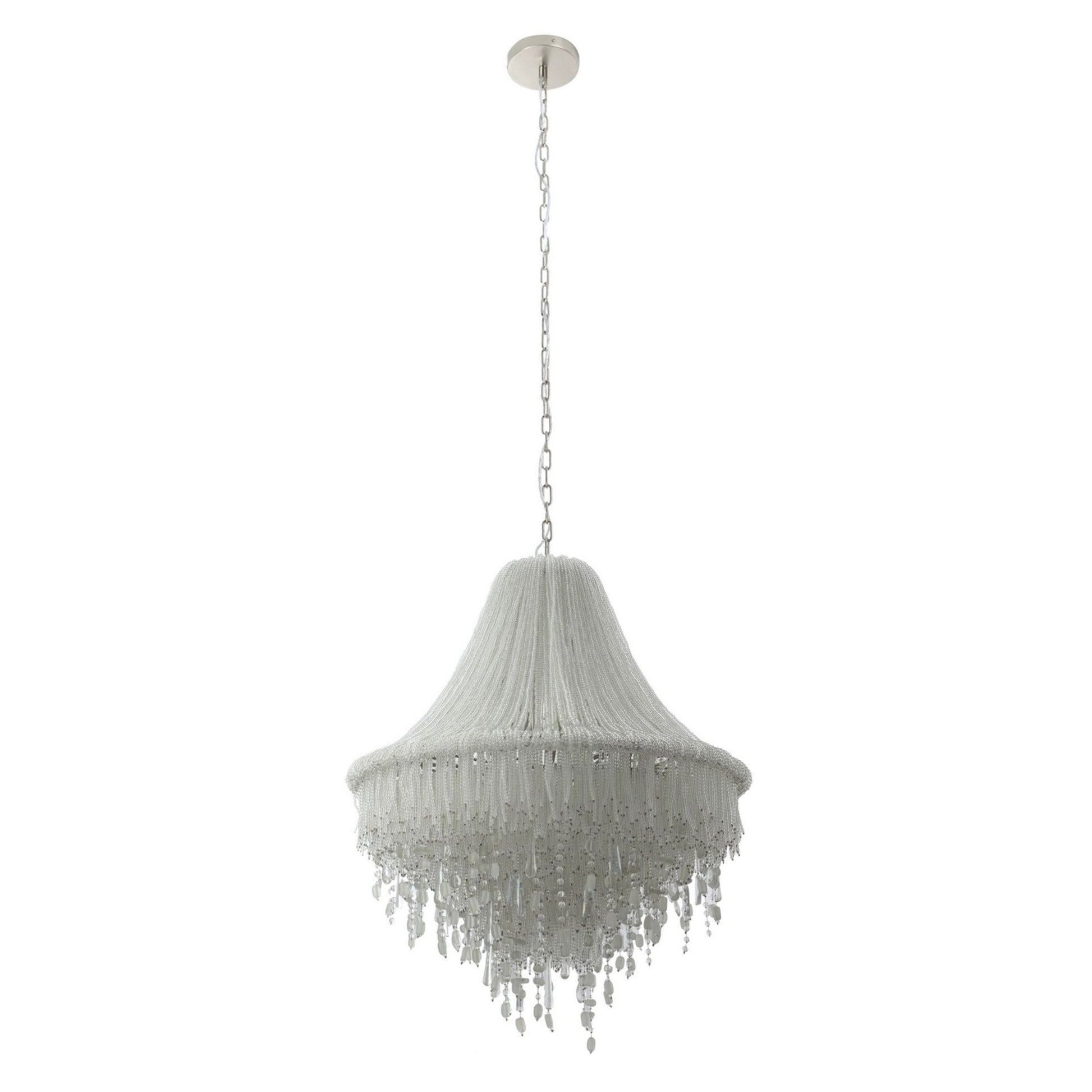 Crystal Reign 33" 7-Light Pendant, Polished Nickel Finish - Bees Lighting