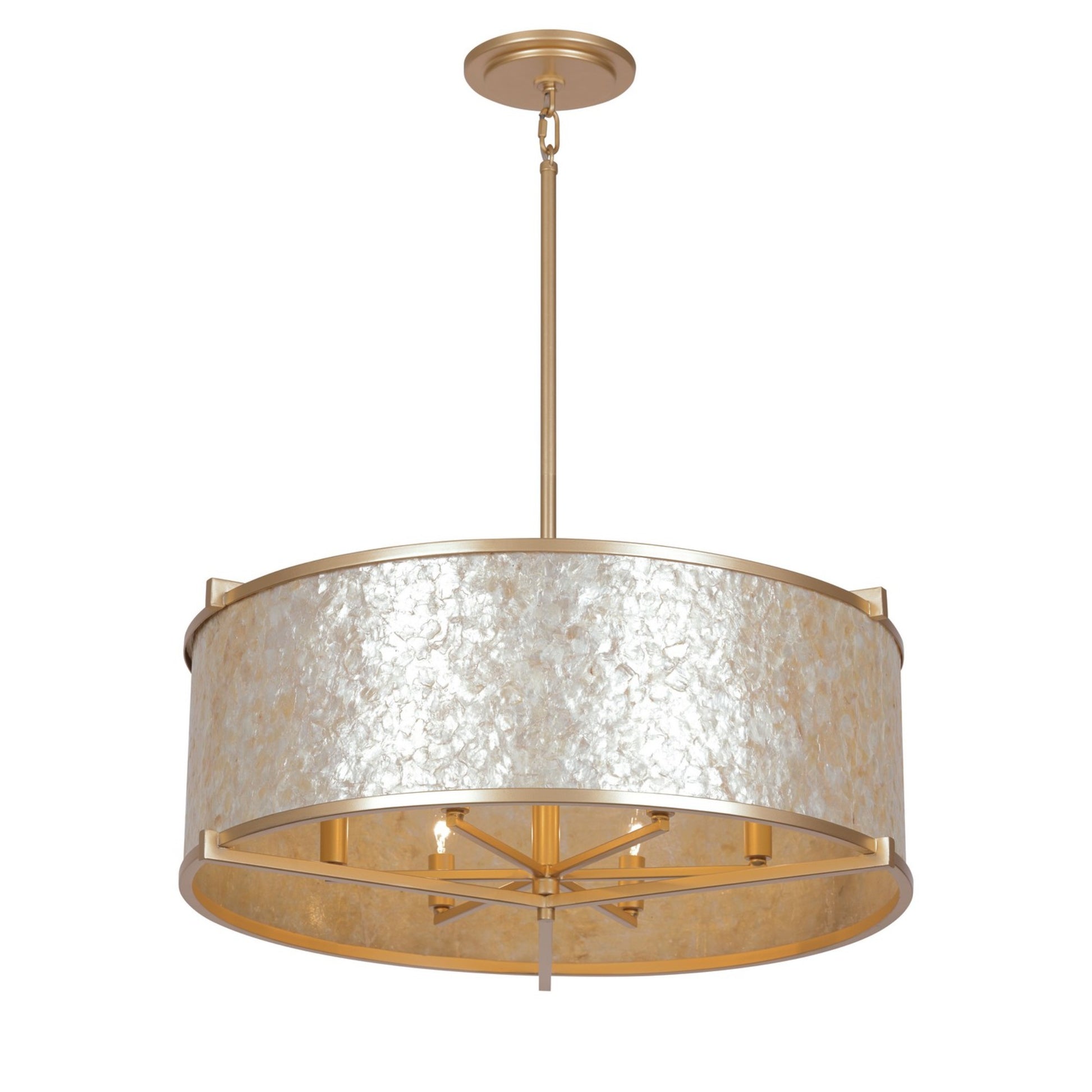 Sommers Bend 27" 6-Light Pendant, Fawn Gold Finish - Bees Lighting