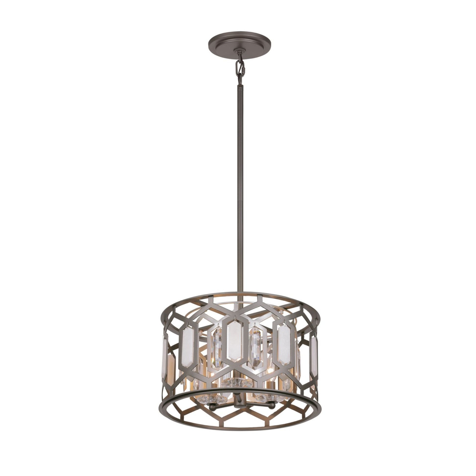 Hexly 16" 3-Light Semi-Flush Mount, Bronze & Sultry Silver Finish - Bees Lighting