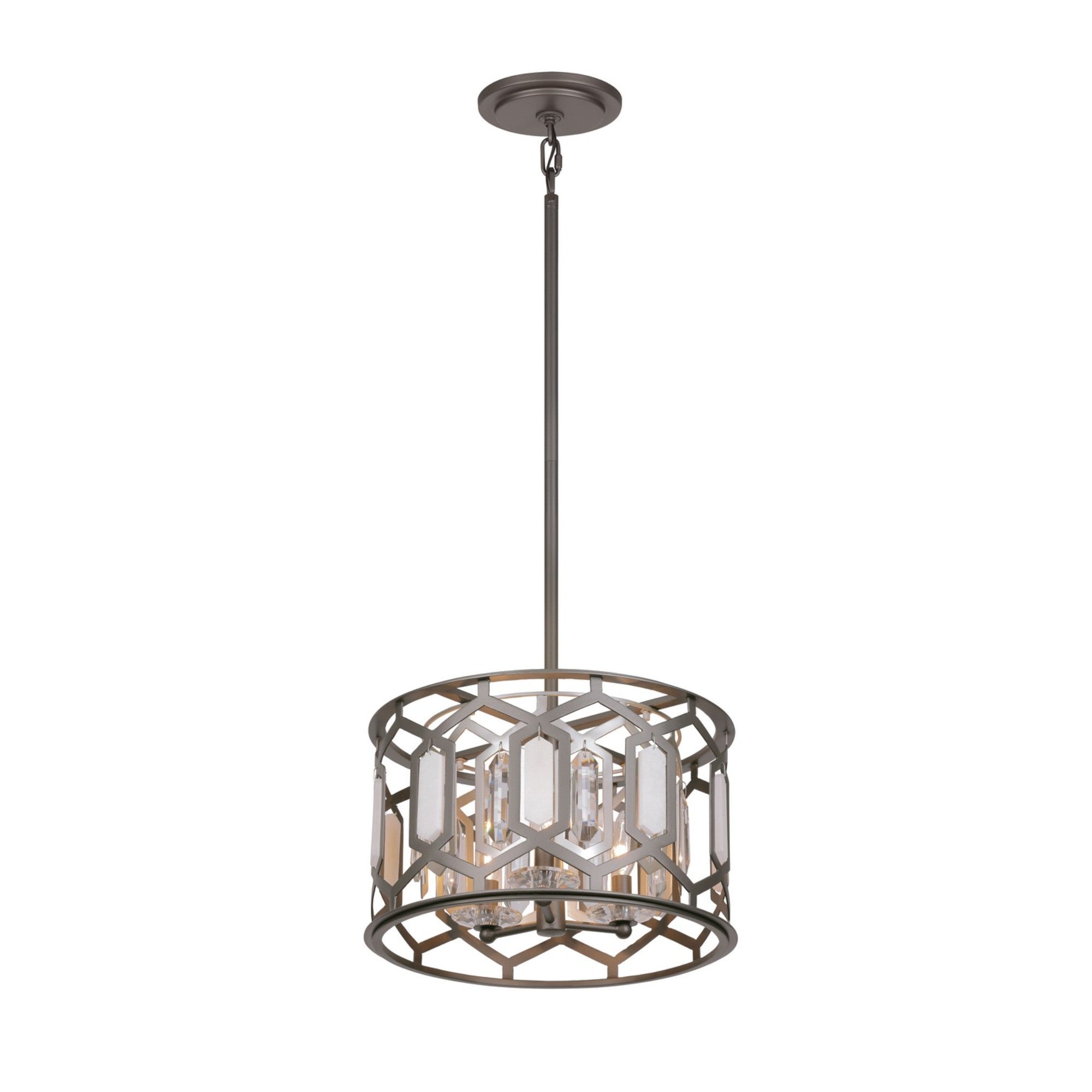 Hexly 16" 3 Lights Pendant Light Silver Finish