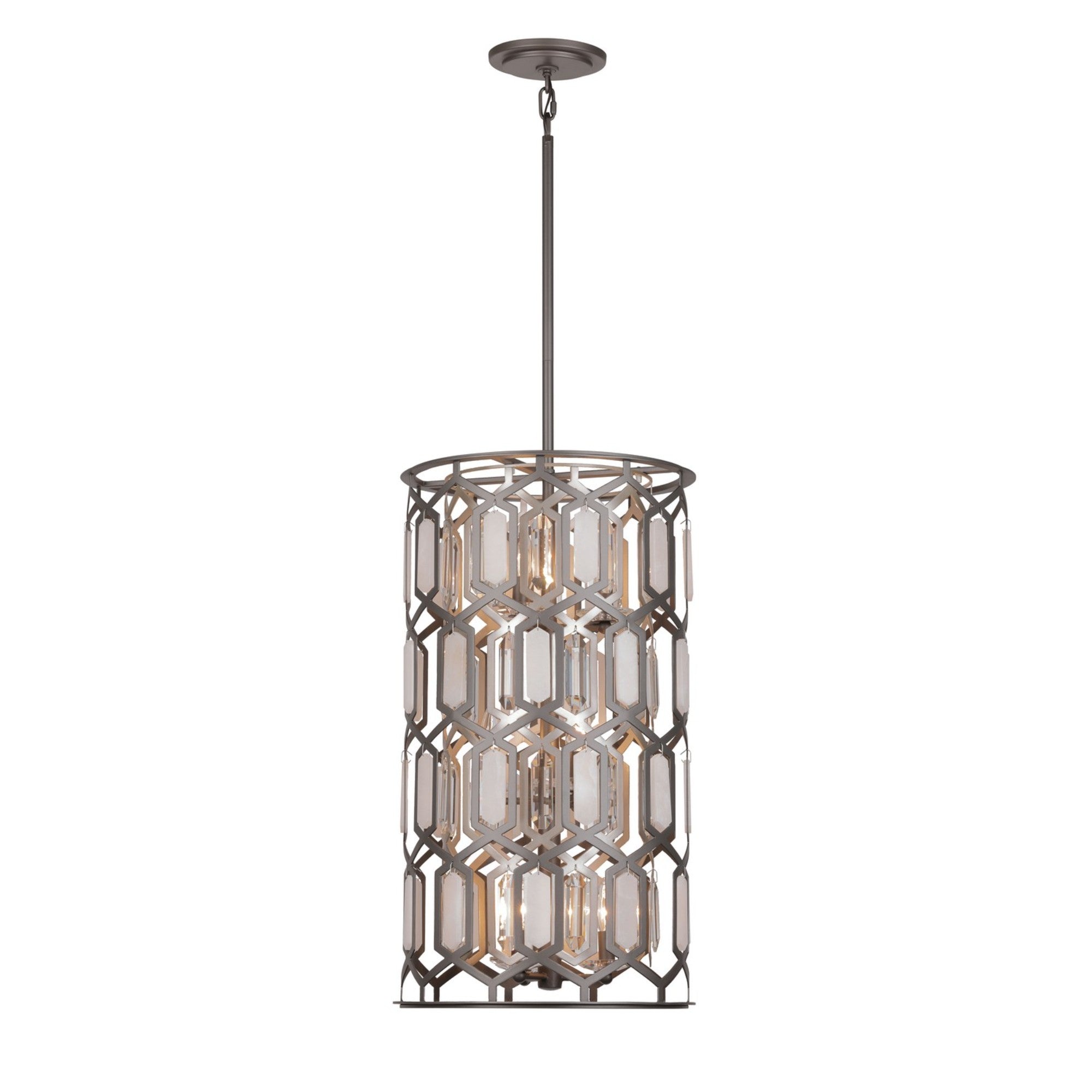 Hexly 29" 9-Light Pendant, Bronze & Sultry Silver Finish - Bees Lighting