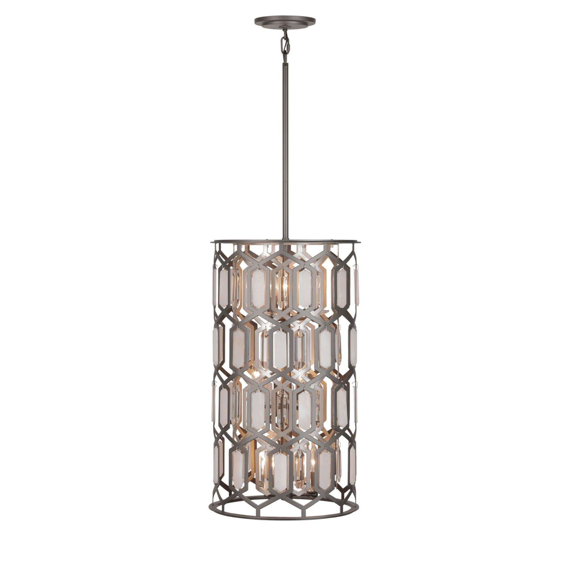 Hexly 29" 9-Light Pendant, Bronze & Sultry Silver Finish - Bees Lighting