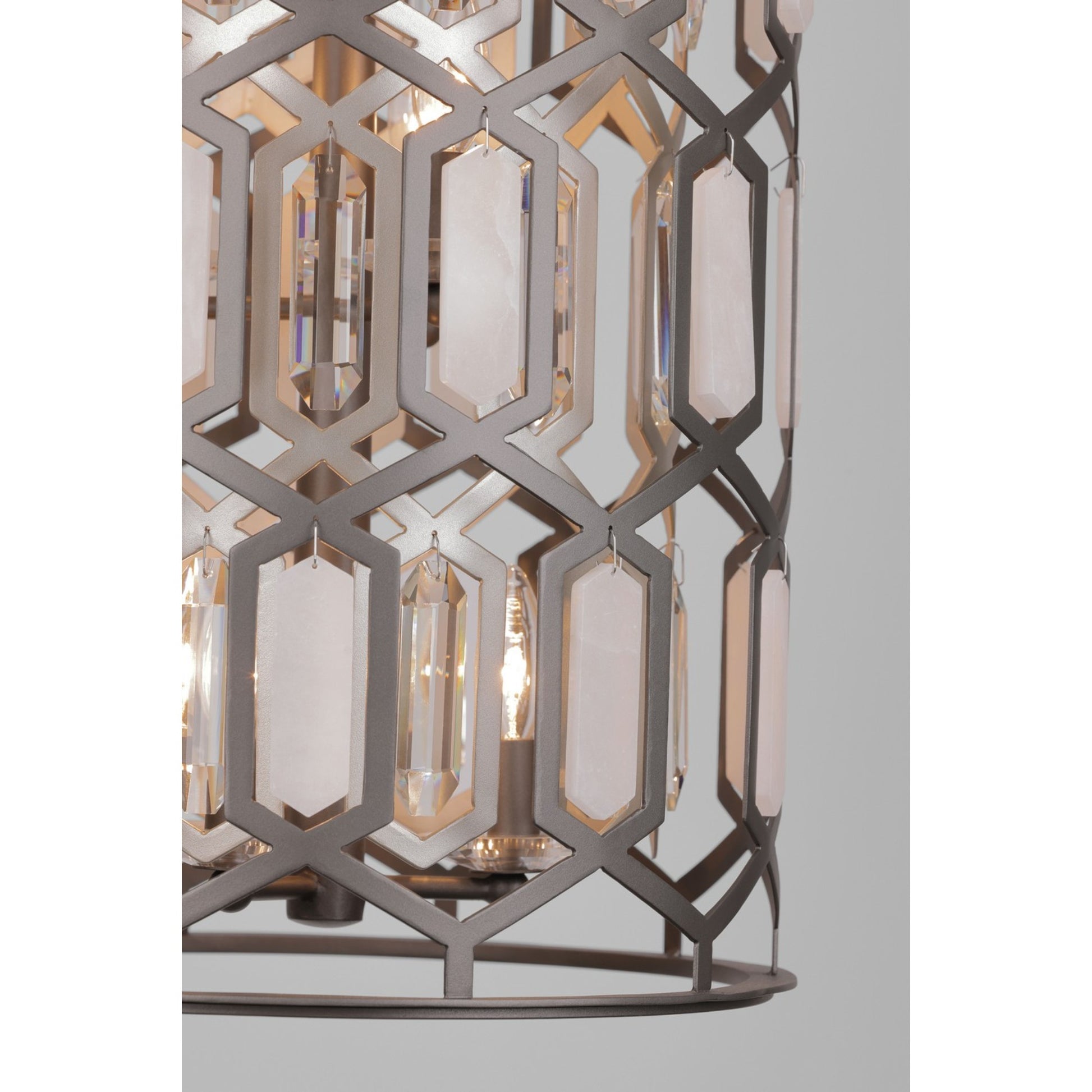 Hexly 29" 9-Light Pendant, Bronze & Sultry Silver Finish - Bees Lighting