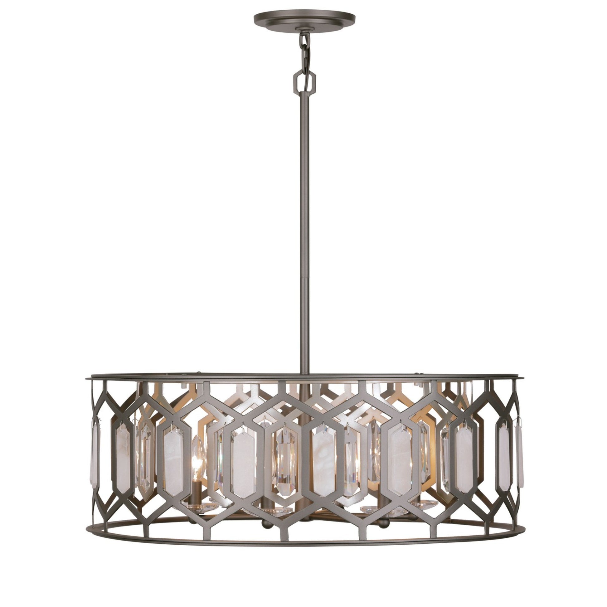 Hexly 28" 6-Light Pendant, Bronze & Sultry Silver Finish - Bees Lighting
