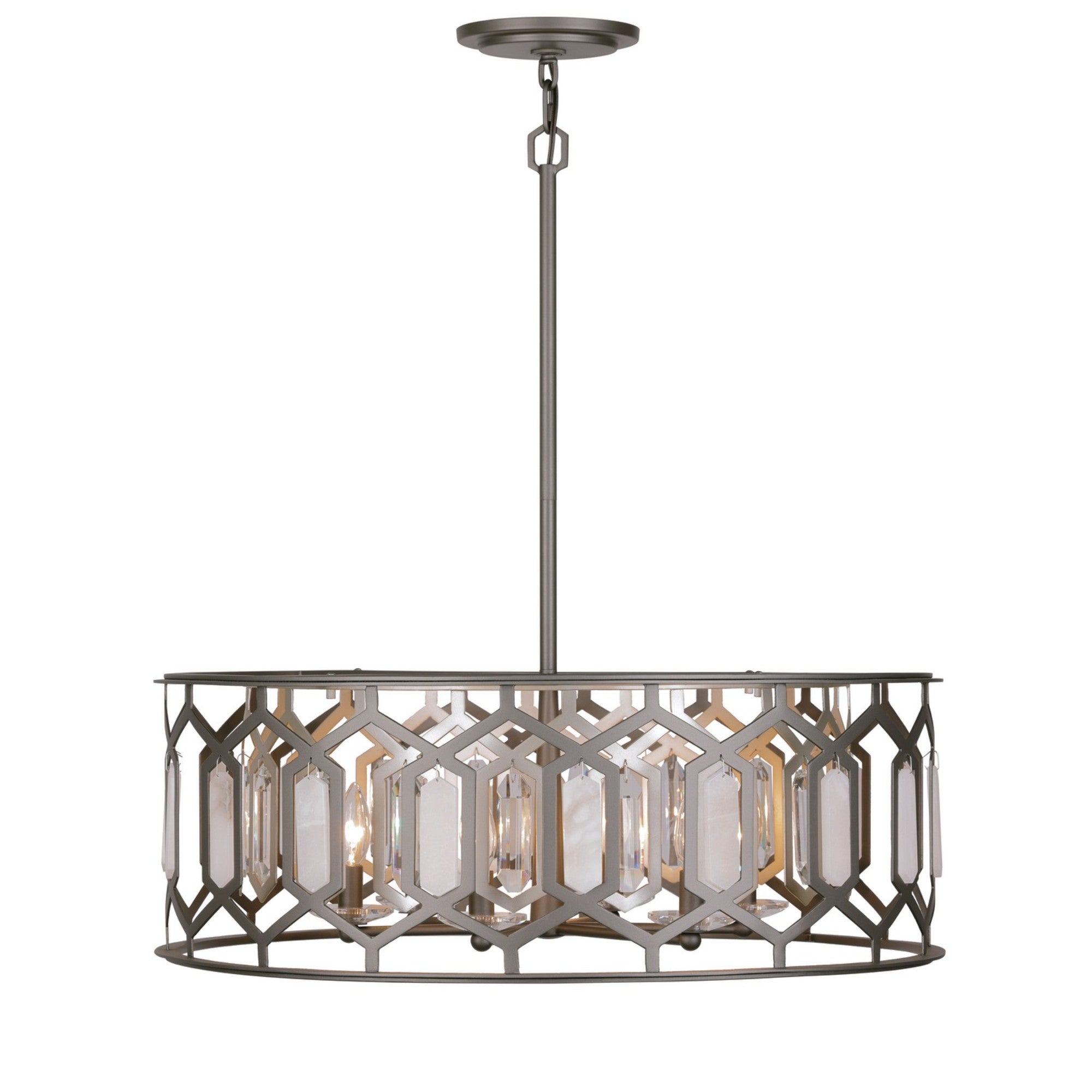 Hexly 28" 6-Light Pendant, Bronze & Sultry Silver Finish - Bees Lighting