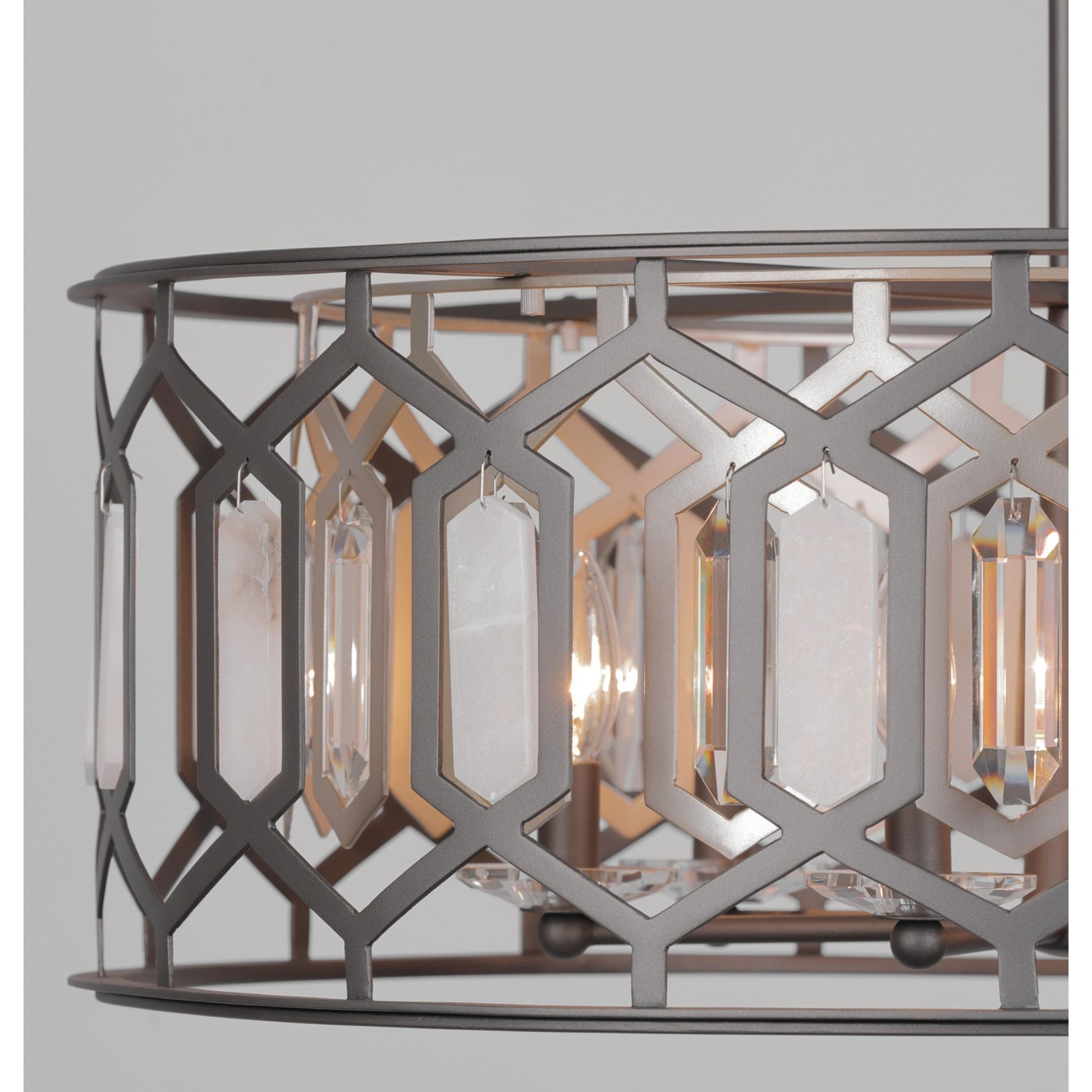 Hexly 28" 6-Light Pendant, Bronze & Sultry Silver Finish - Bees Lighting