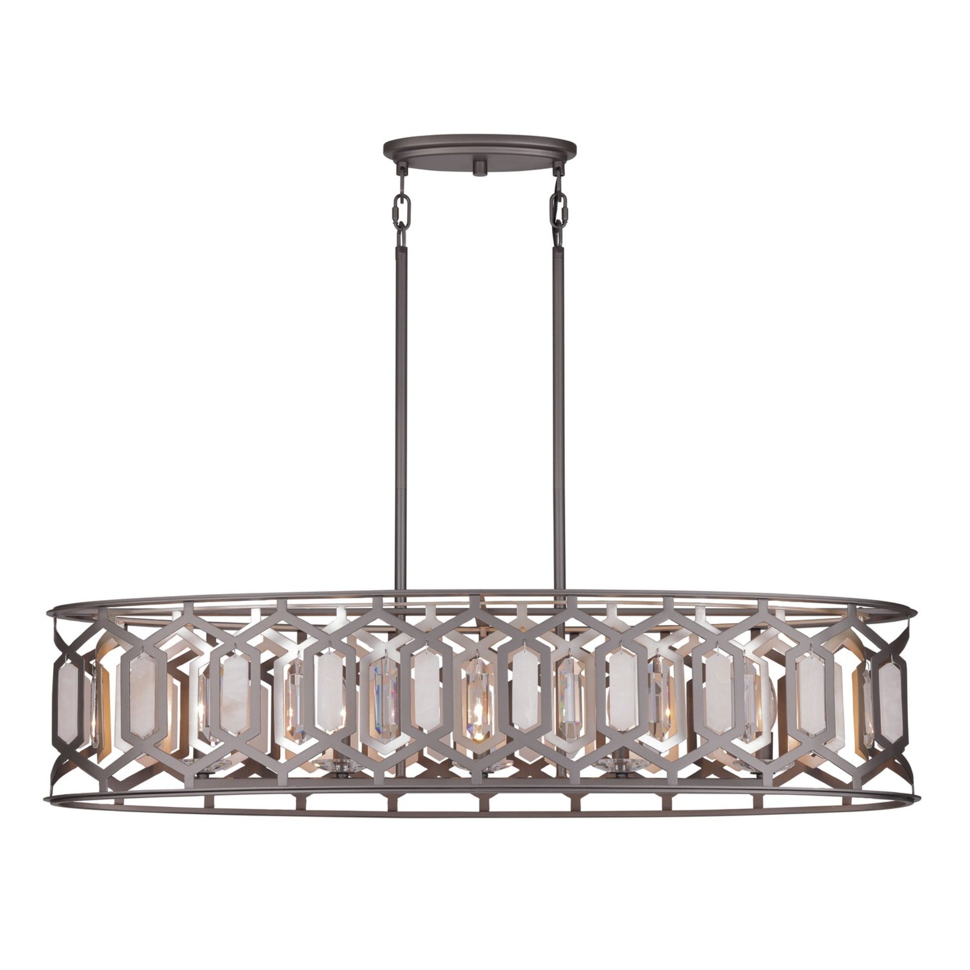 Hexly 44" 5-Light Island Light, Bronze & Sultry Silver Finish - Bees Lighting