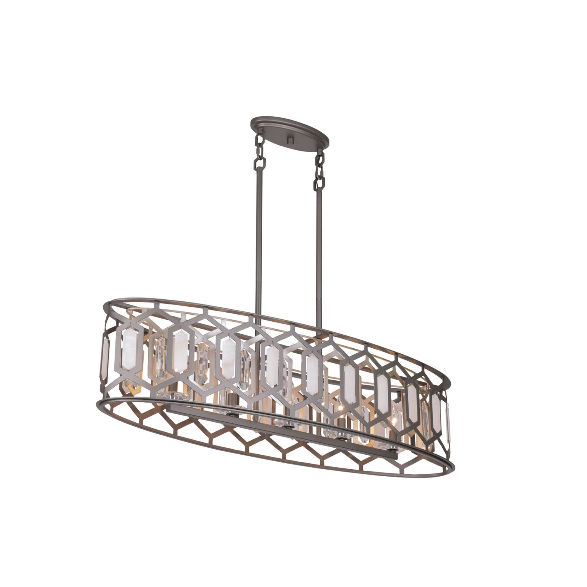 Hexly 44" 5-Light Island Light, Bronze & Sultry Silver Finish - Bees Lighting