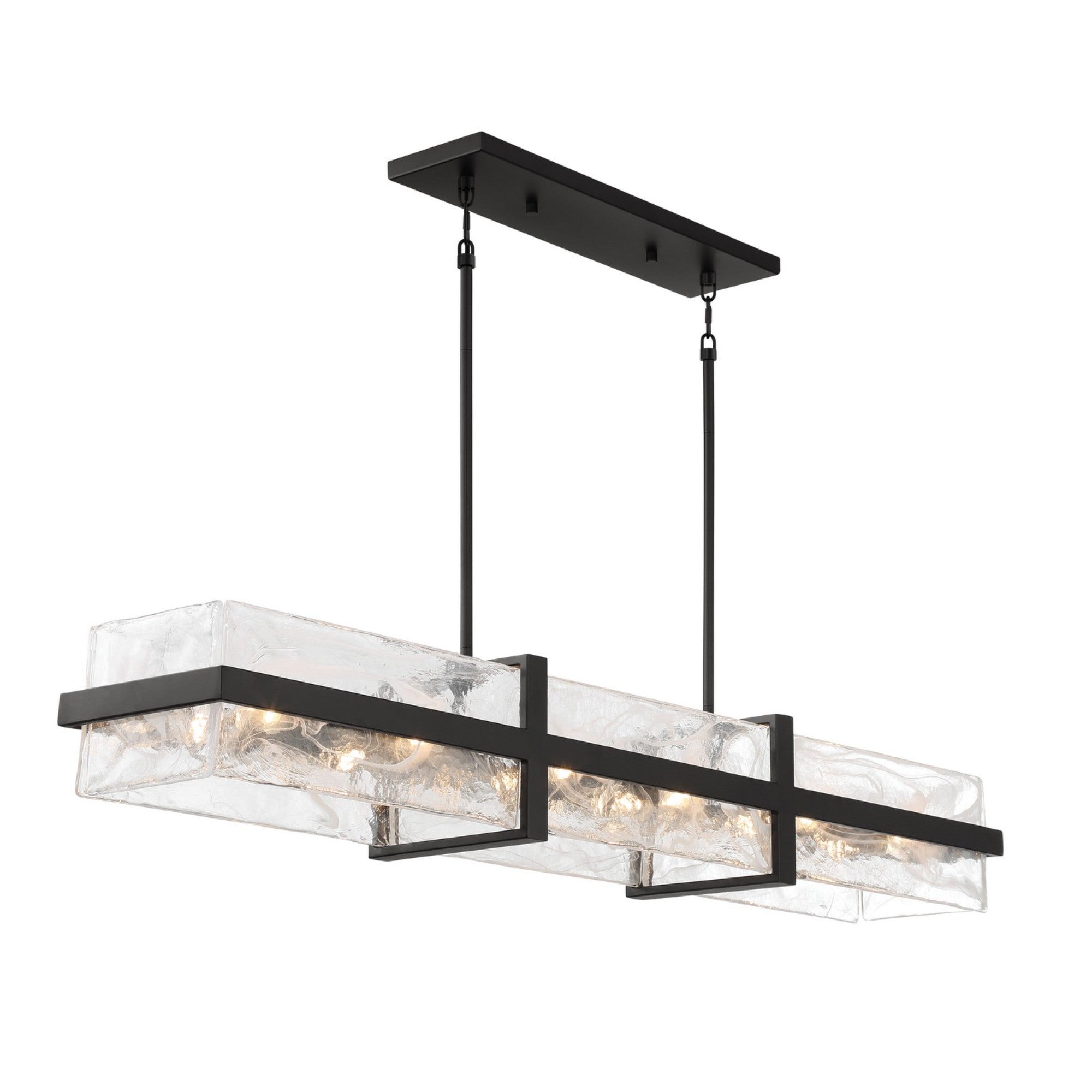 Cloud Break 48" 12-Light Island Light, Coal Finish - Bees Lighting